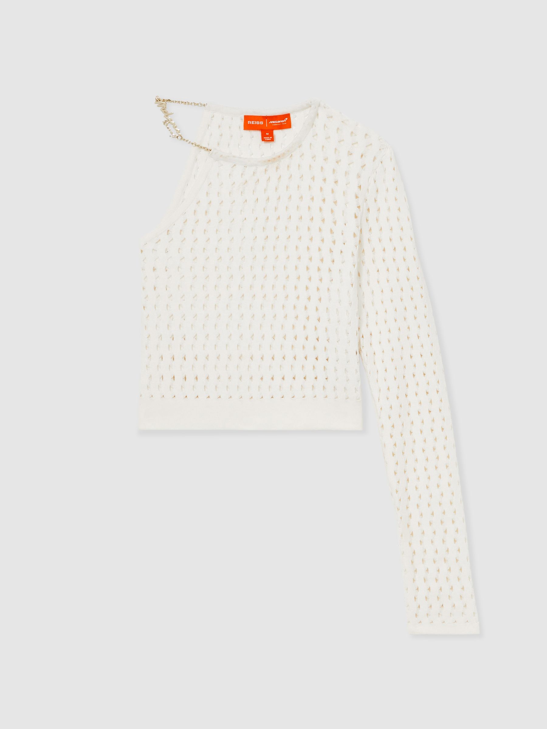 McLaren F1 Team One-Sleeve Crop Top in White - Image 2 of 7