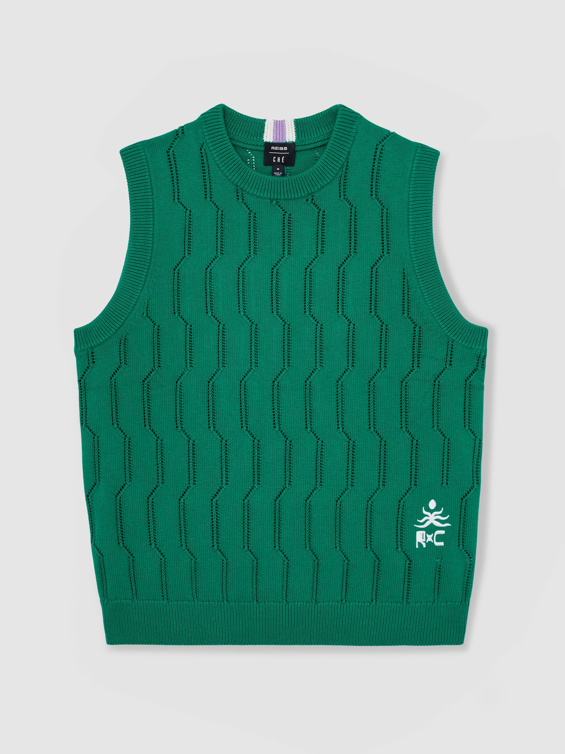 Ché Pointelle Crew-Neck Vest in Bright Green - Image 2 of 8