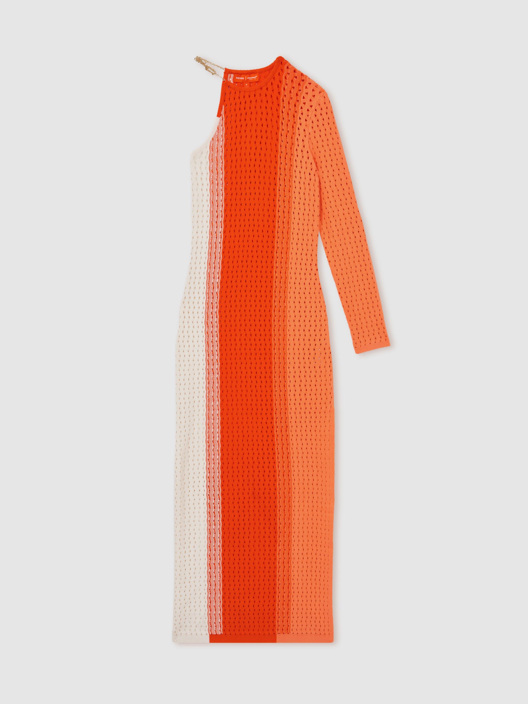 McLaren F1 Team One-Sleeve Knit Dress in Papaya Orange - Image 2 of 7