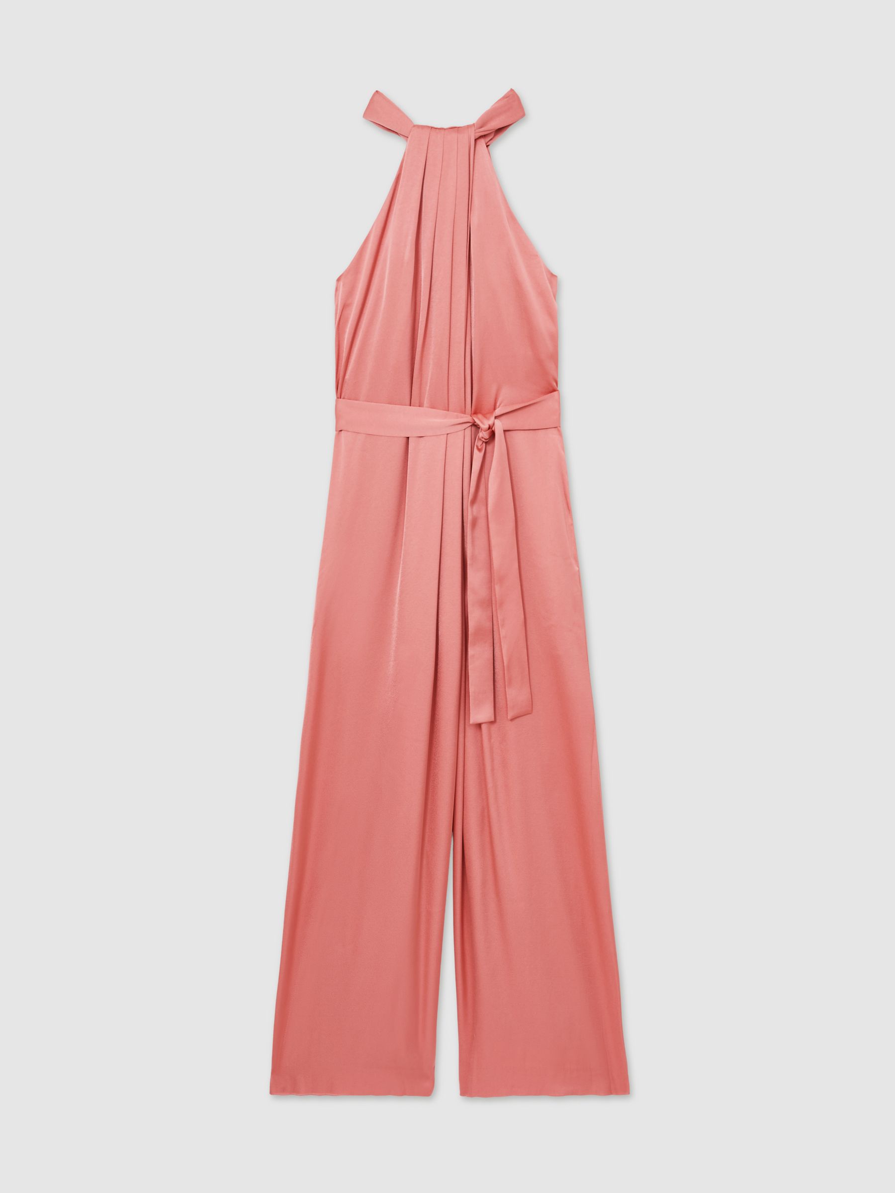 Petite Satin Wide-Leg Draped Jumpsuit in Pink - image 1