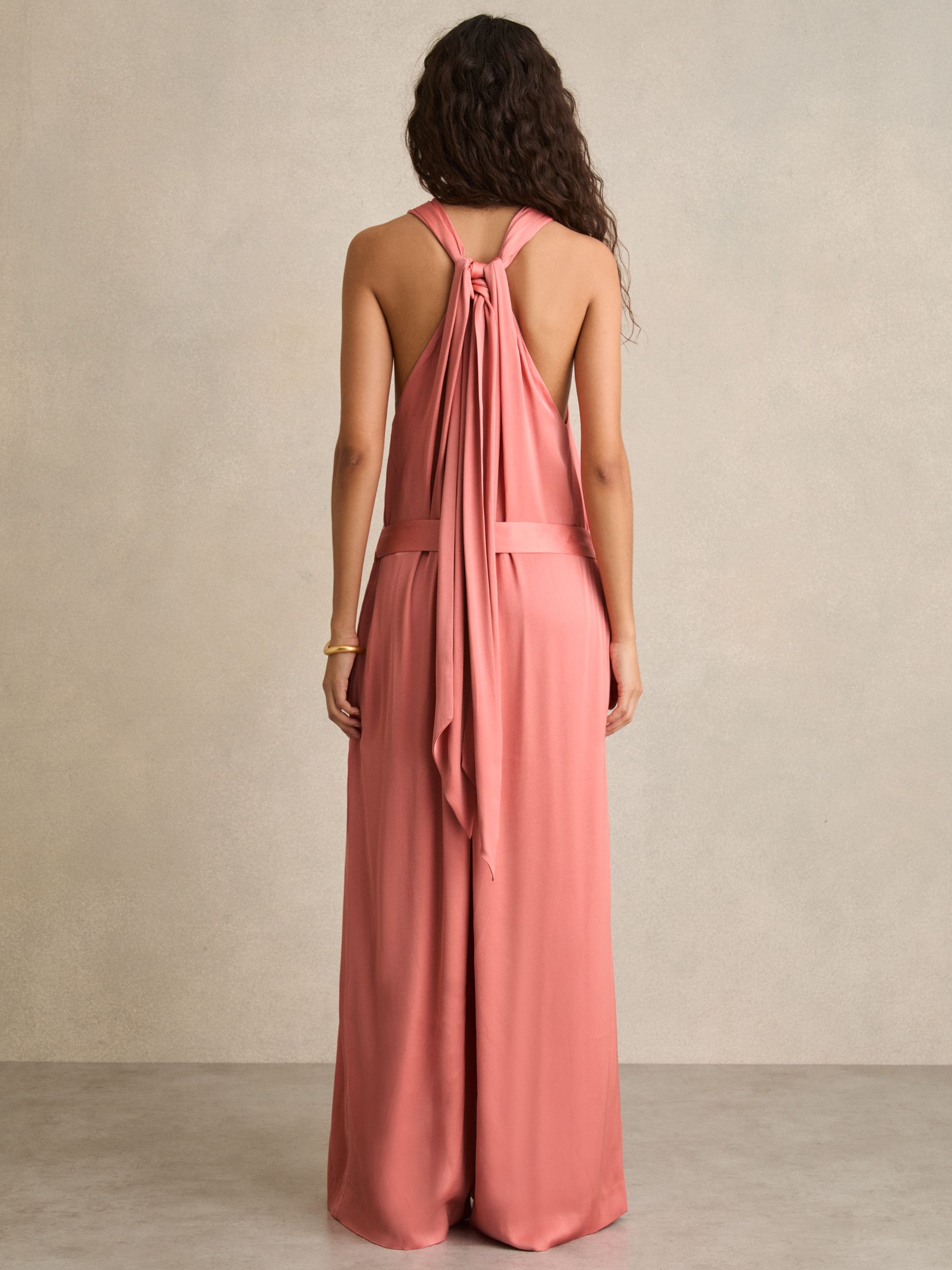 Petite Satin Wide-Leg Draped Jumpsuit in Pink - image 5