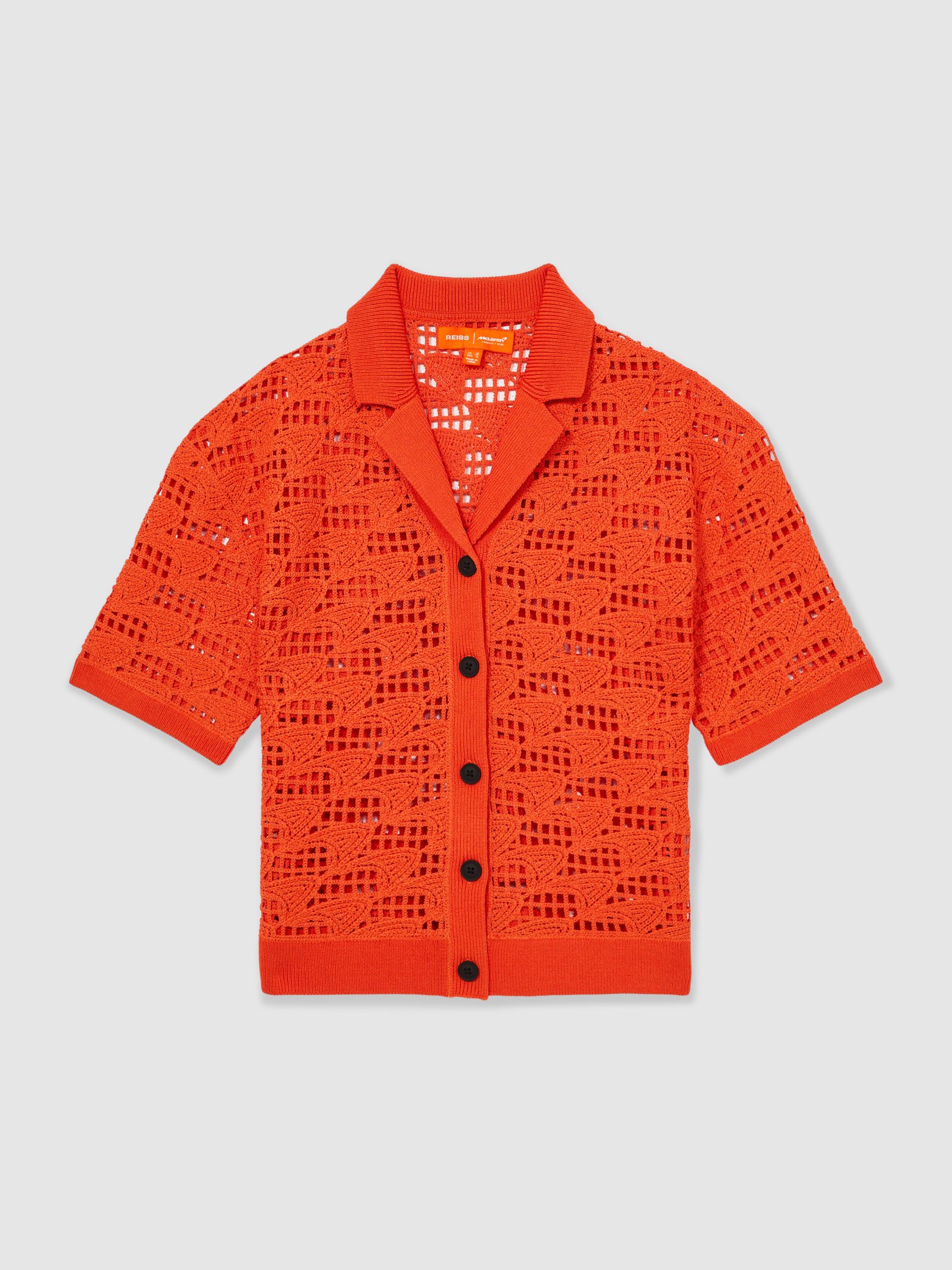 Reiss McLaren F1 Team Speedmark Crochet Shirt in Papaya - REISS