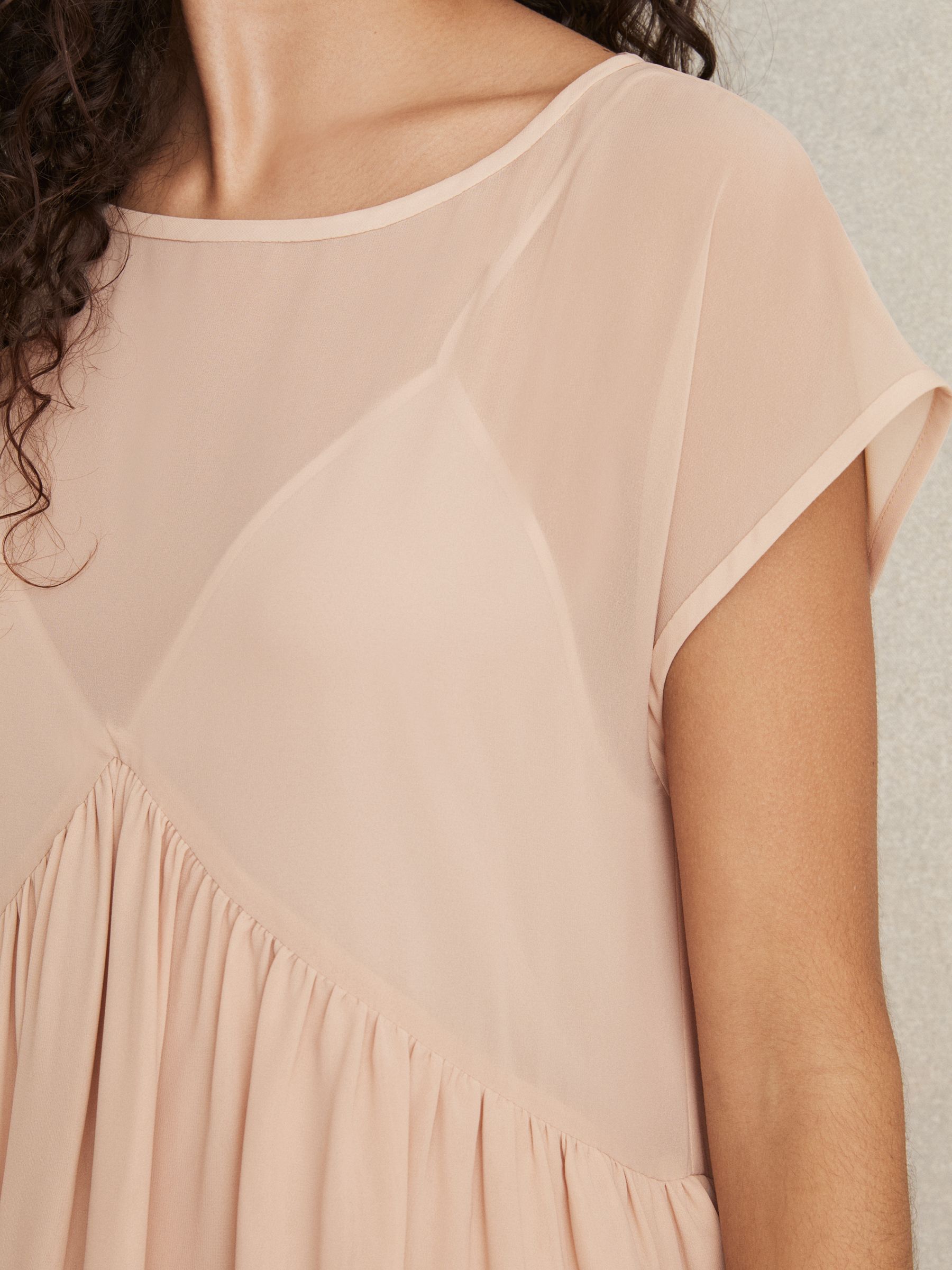 Tiered Mini Dress in Pale Pink - image 3