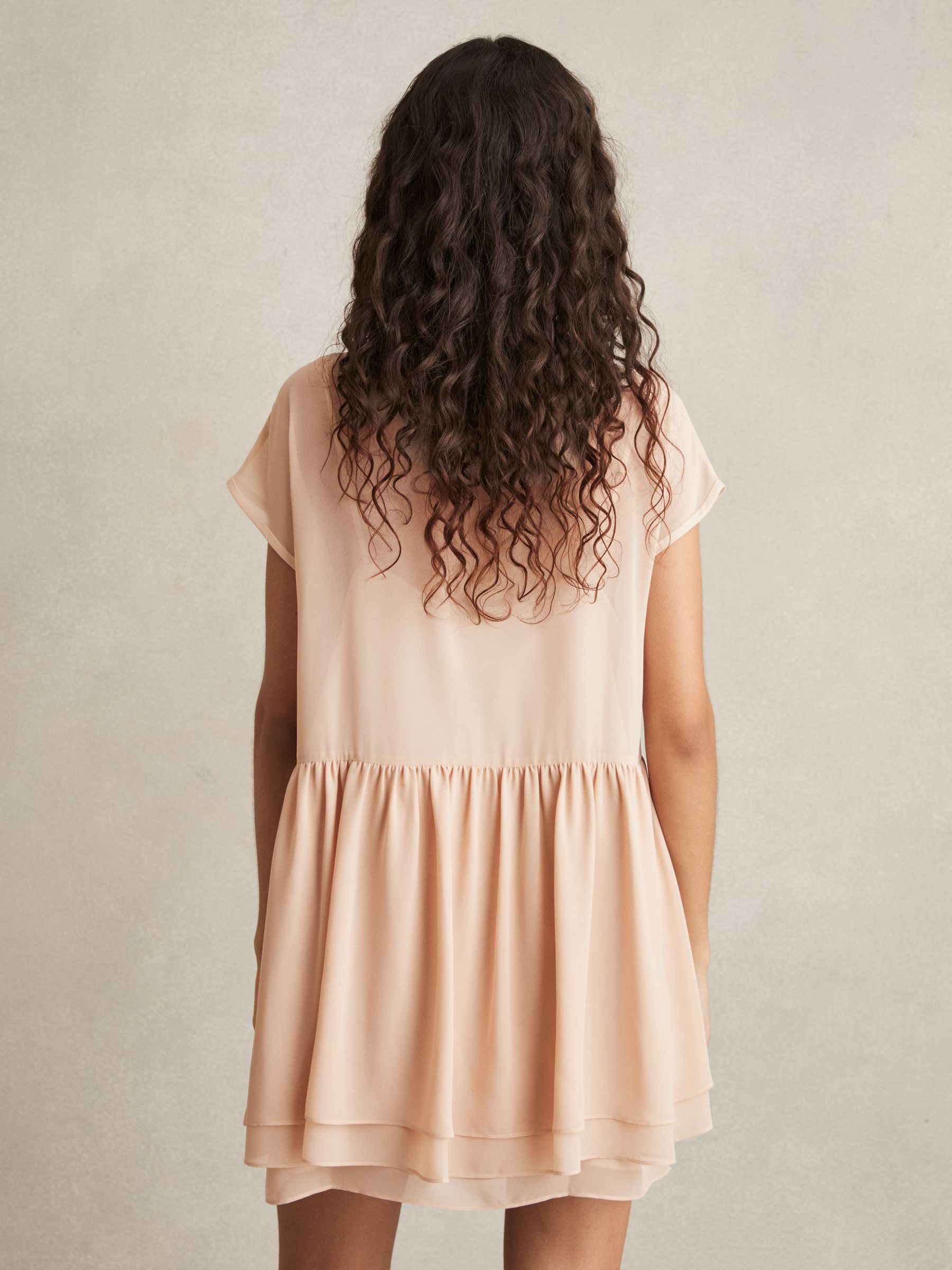 Tiered Mini Dress in Pale Pink - image 4