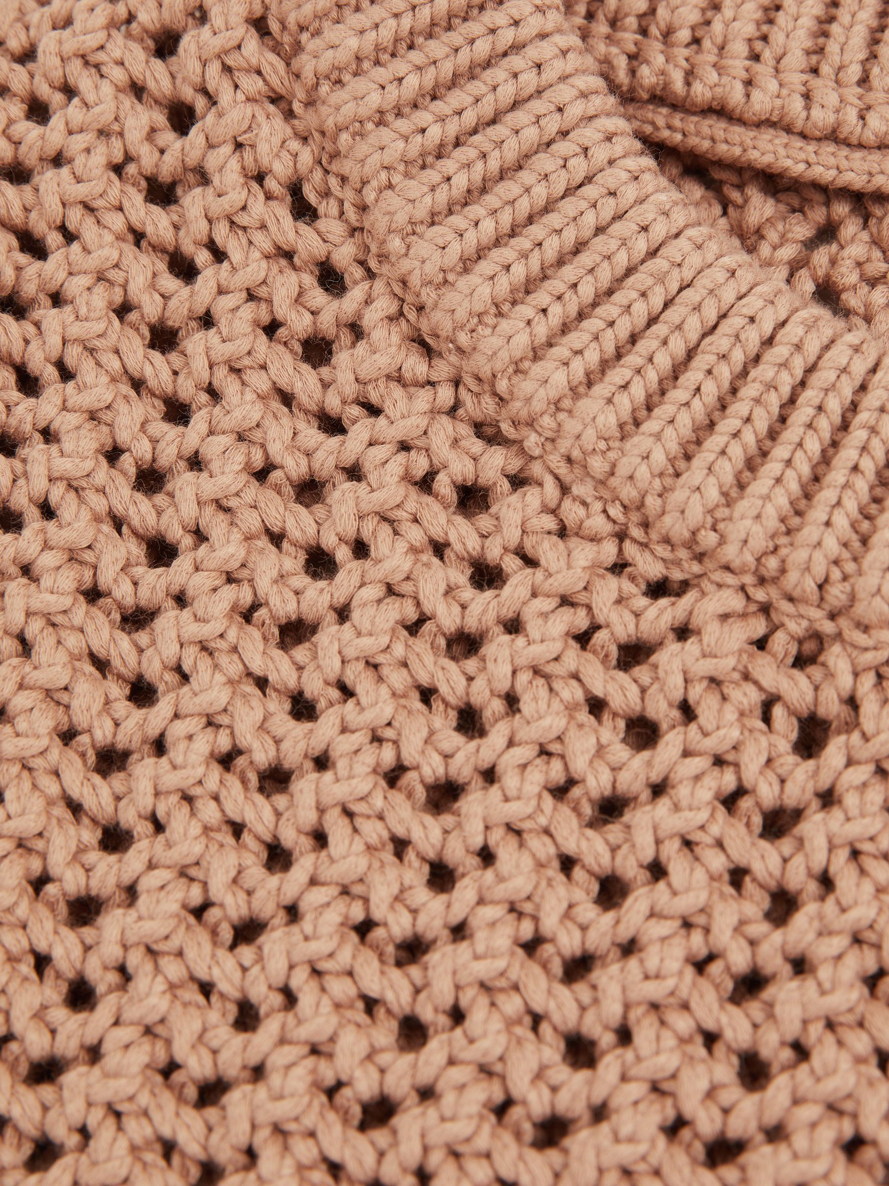 Cotton-Blend Crochet Vest in Soft Camel - Image 6 of 6
