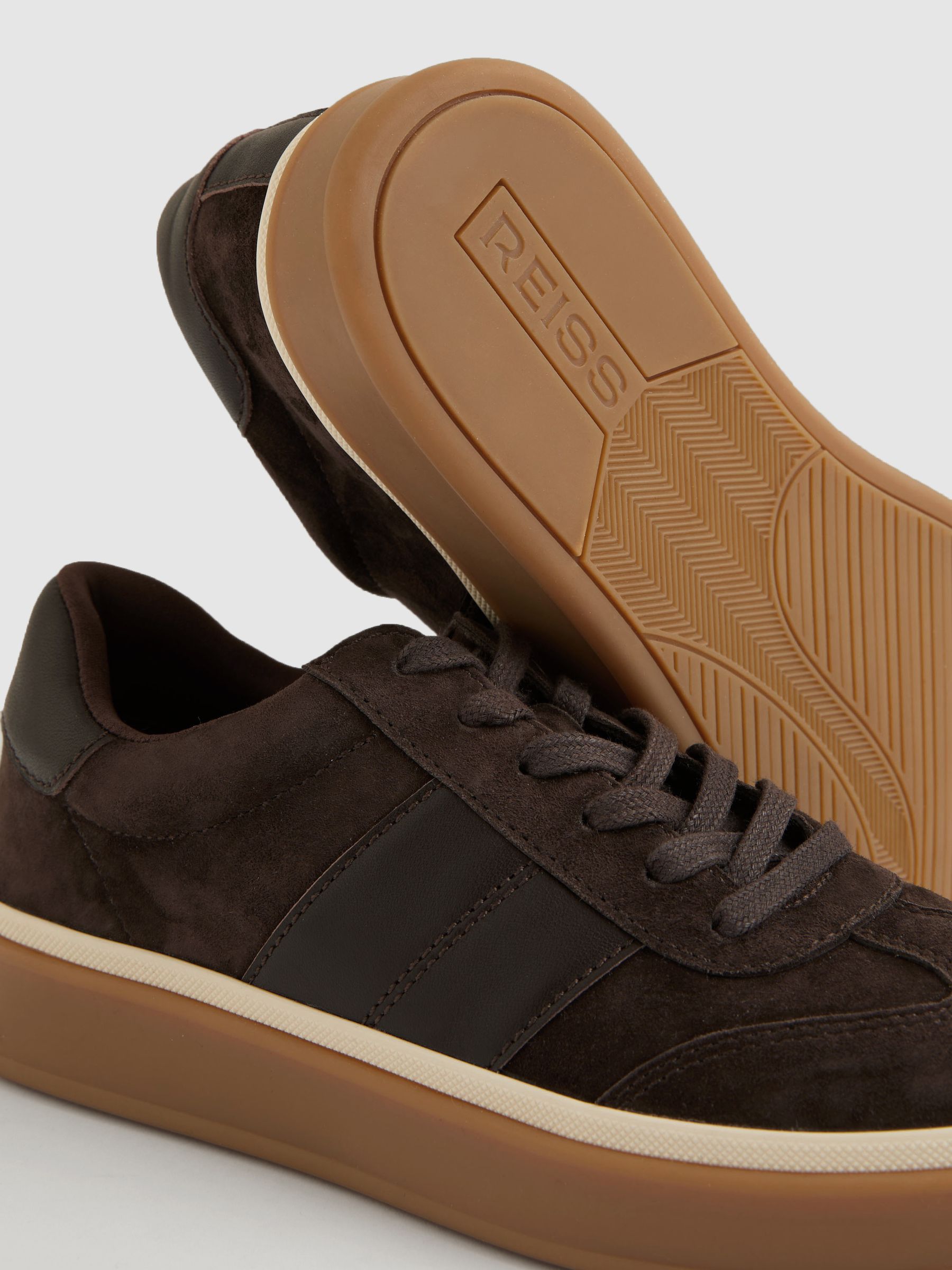 Suede Low-Top Trainers in Chocolate - image 3