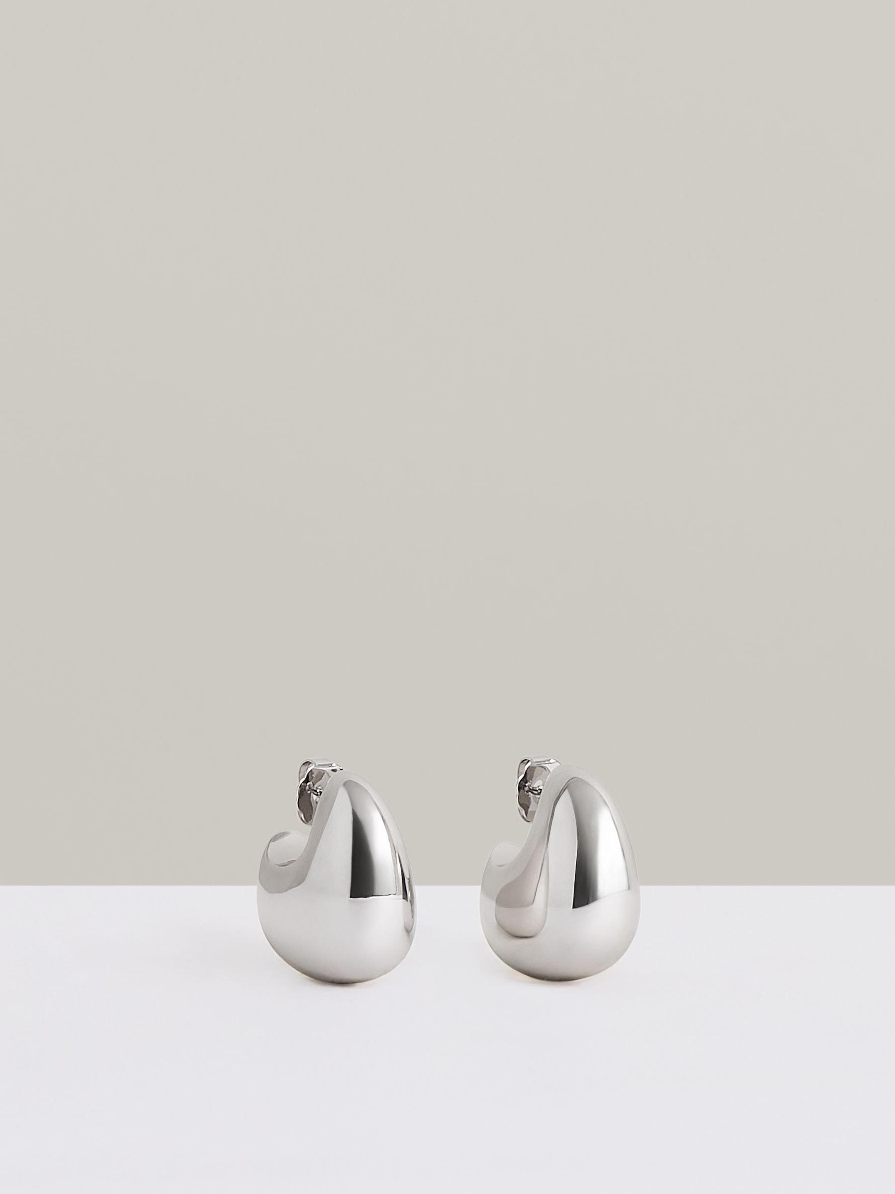 Curve Scoop Earrings in Silver Tone - Image 1 of 4