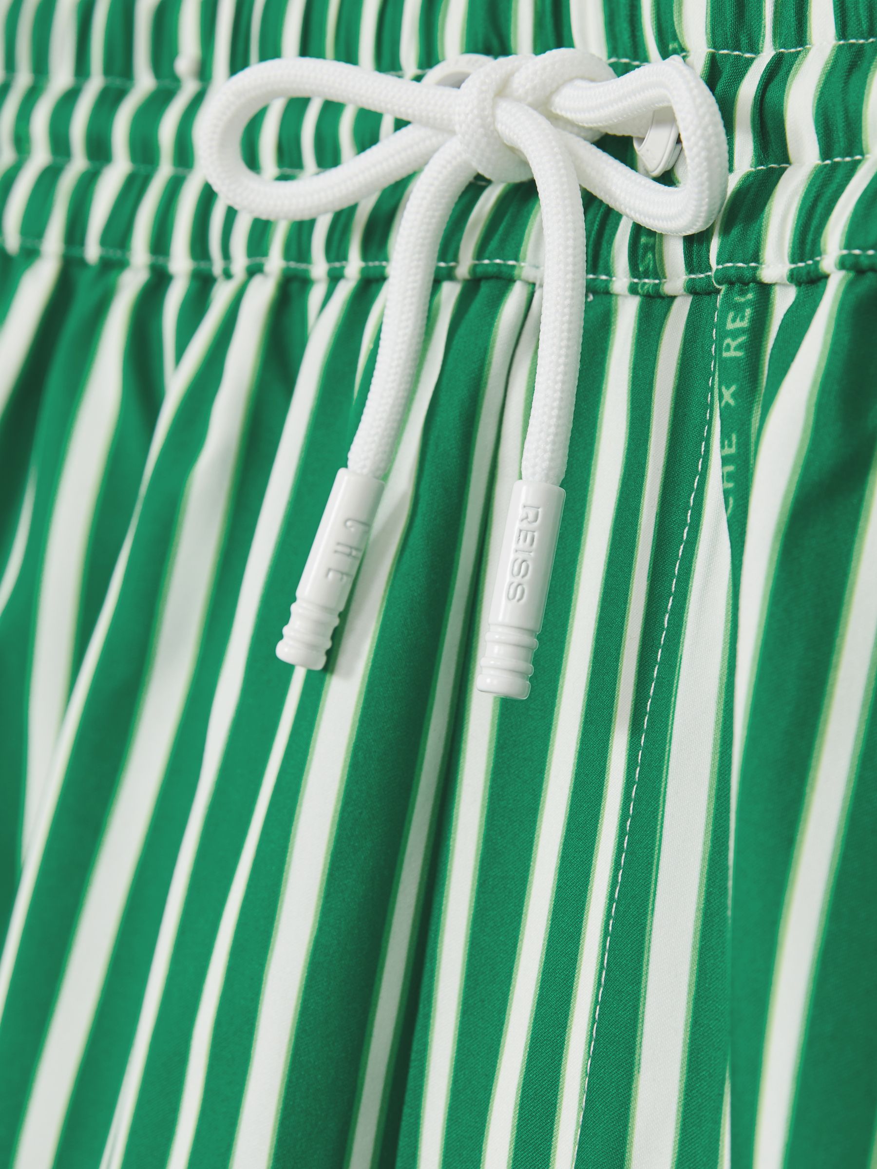 Reiss | Ché Stripe Swim Shorts in Green/White - Image 7 of 7