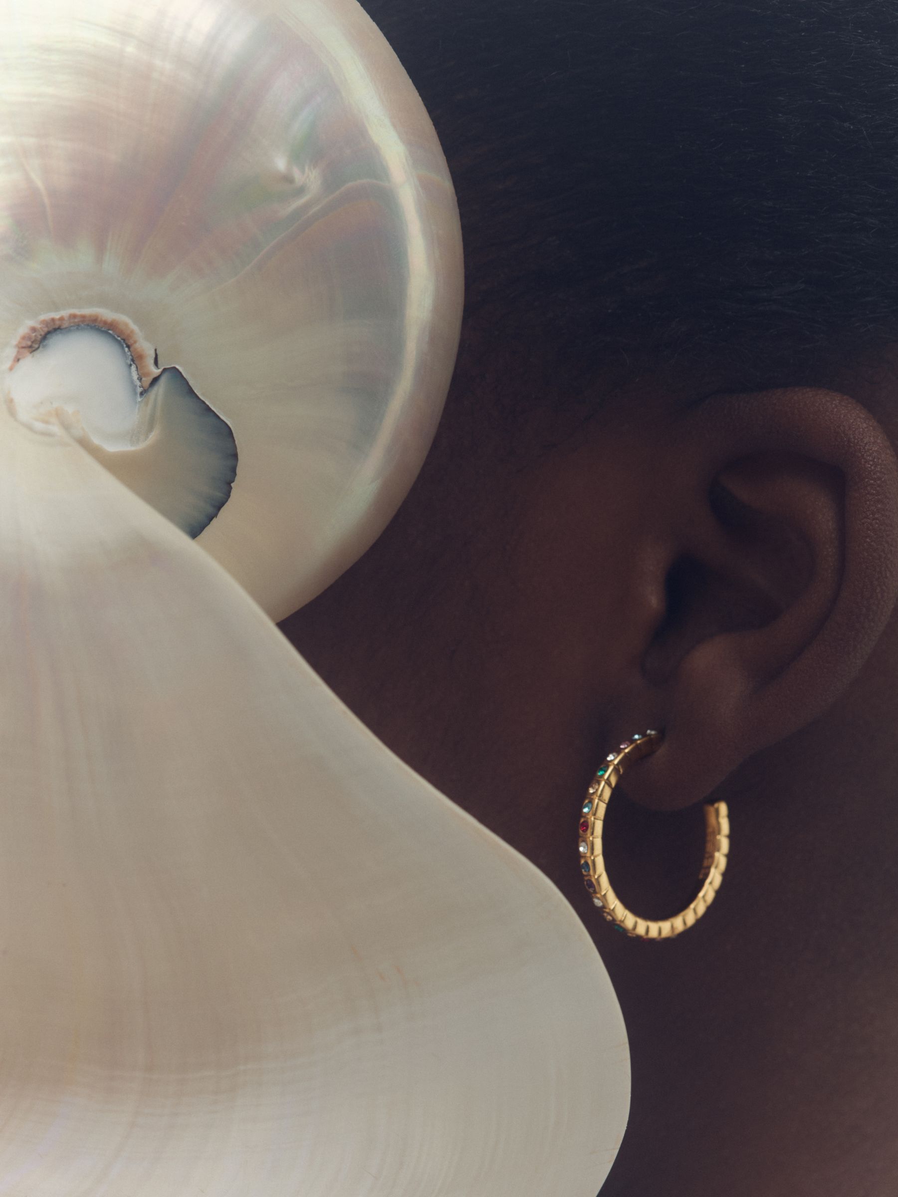 Crystal Hoop Earrings in Gold Tone - Image 1 of 4
