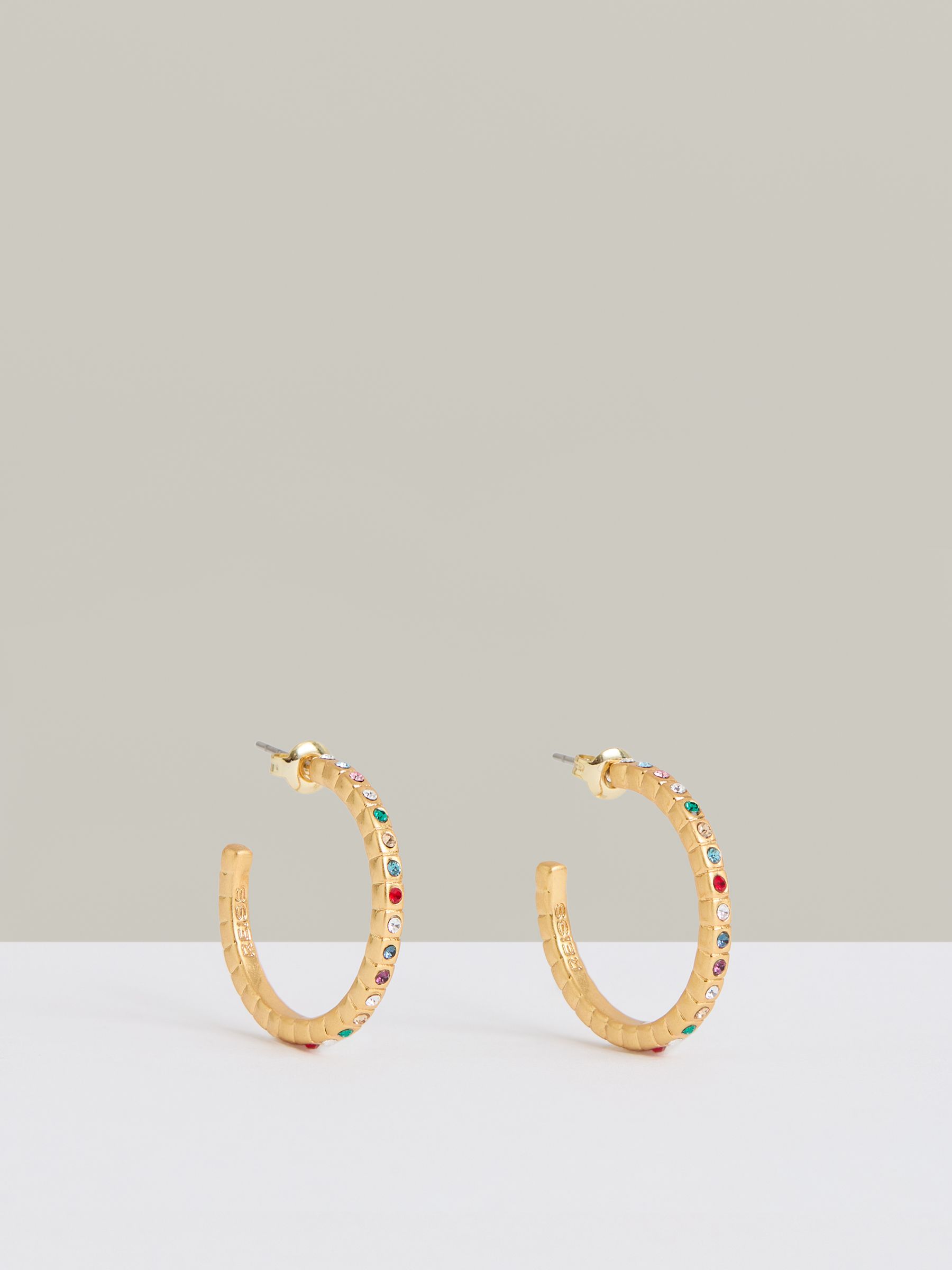 Crystal Hoop Earrings in Gold Tone - Image 2 of 4
