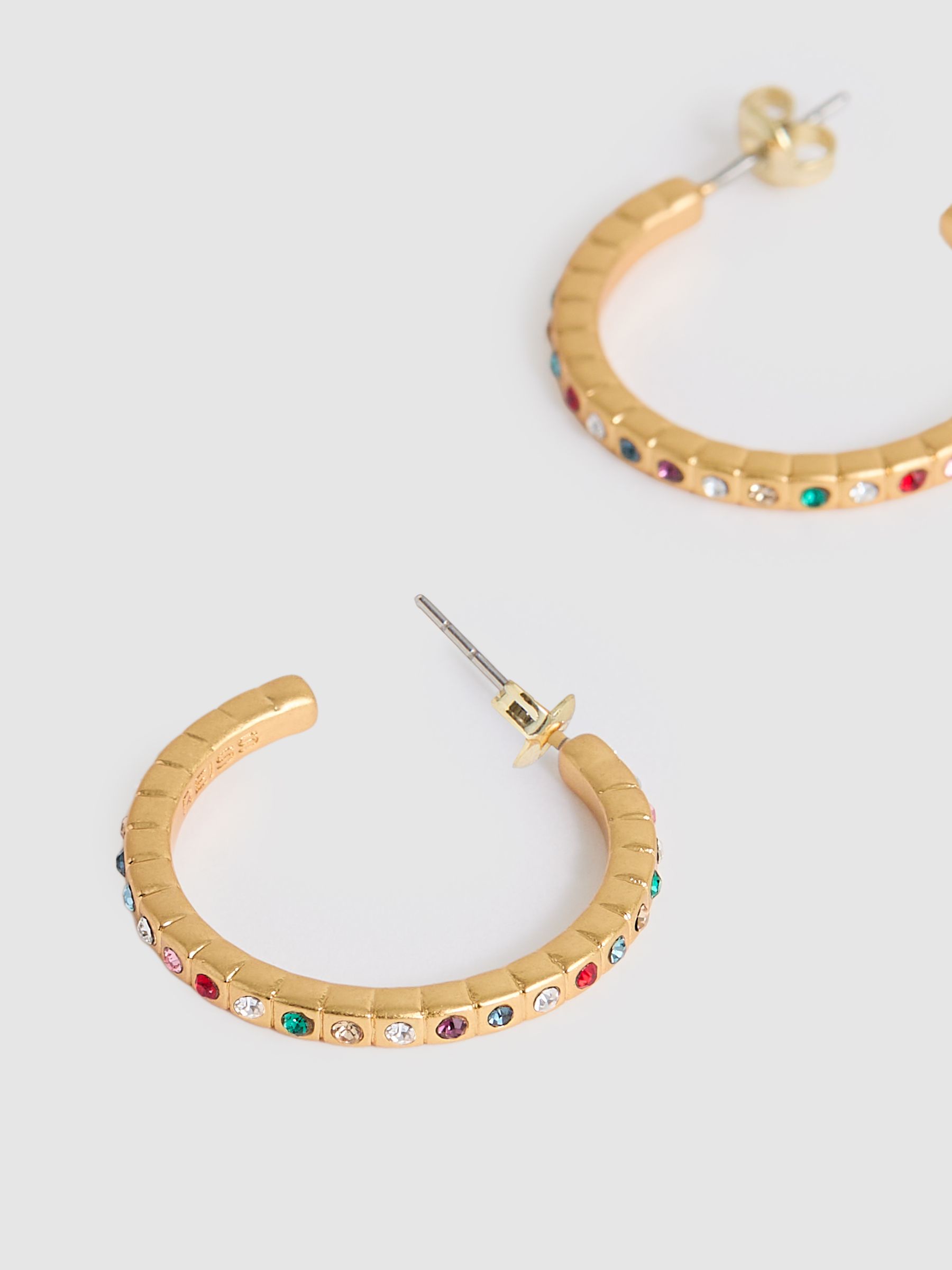 Crystal Hoop Earrings in Gold Tone - Image 3 of 4