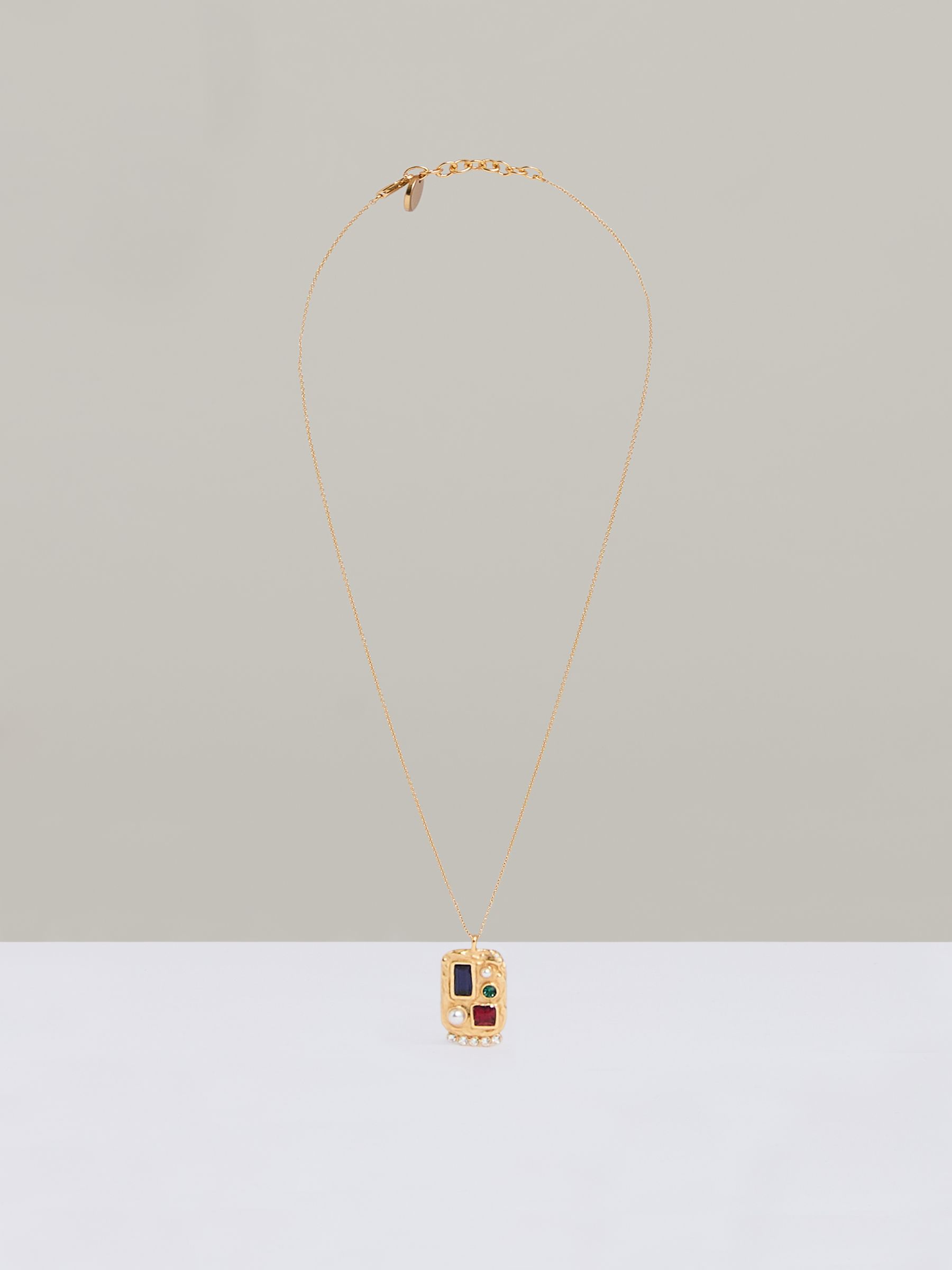 Crystal Rectangle Pendant Necklace in Gold Tone - Image 2 of 6