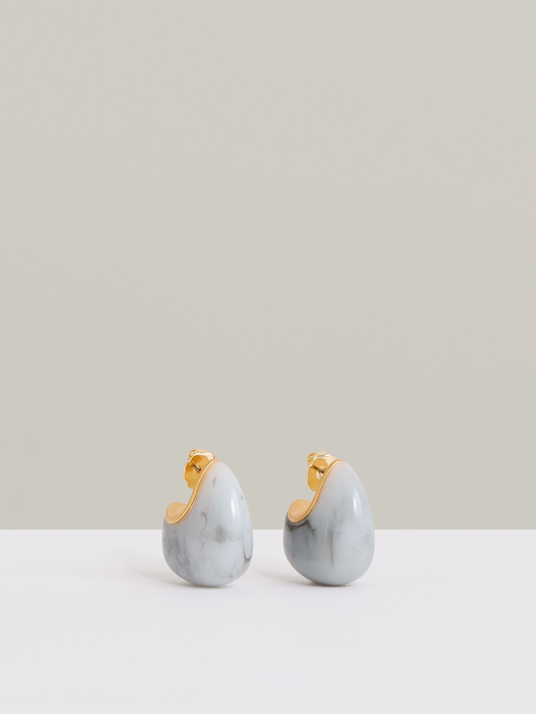 Curve Marble Scoop Earrings in Gold Tone - Image 1 of 4