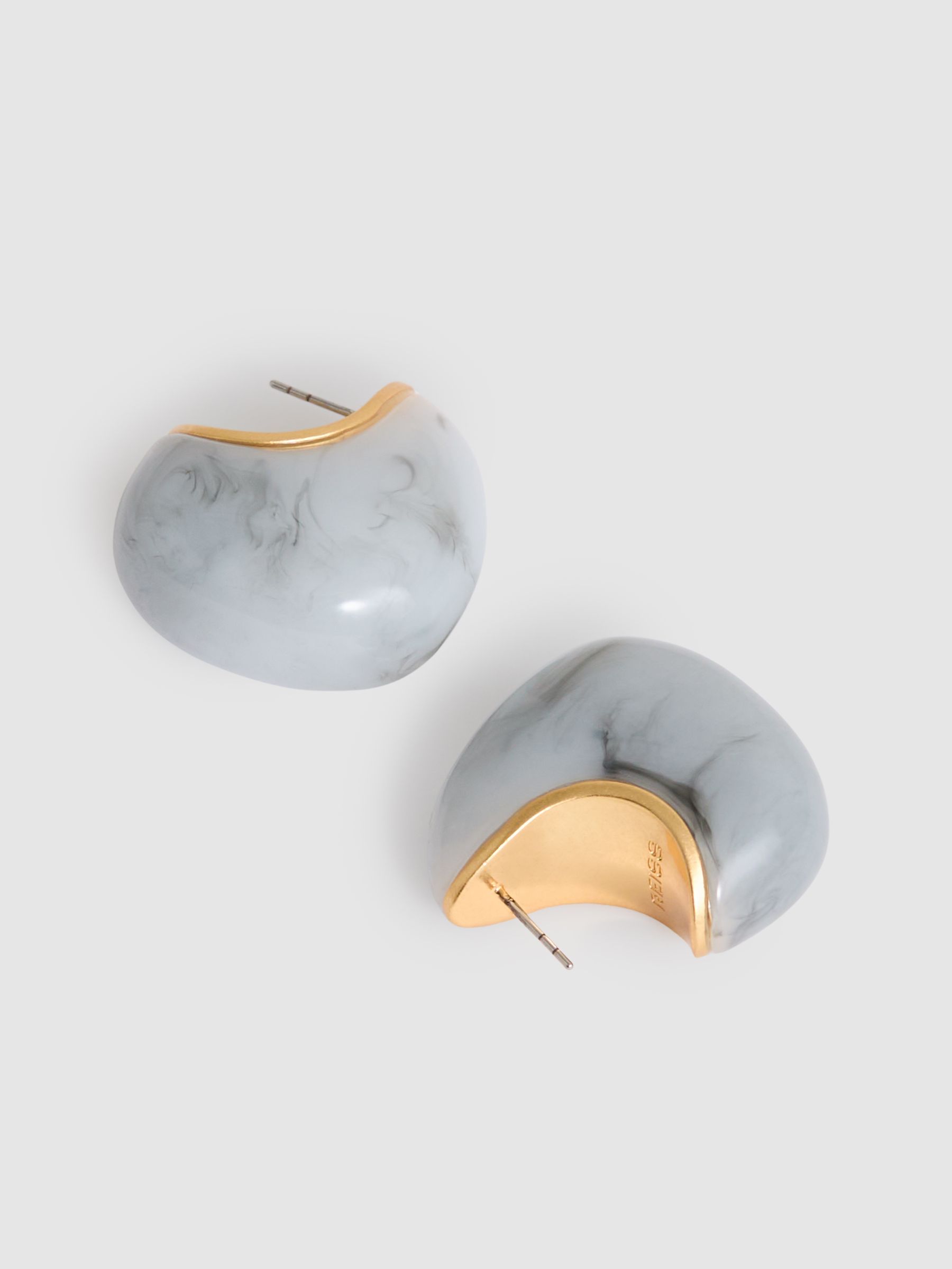 Curve Marble Scoop Earrings in Gold Tone - Image 3 of 4