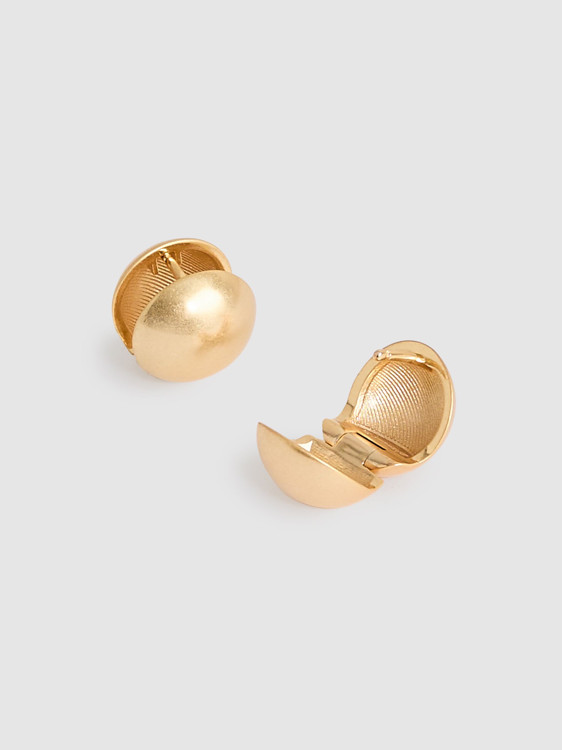 Polished Ball Huggie Earrings in Gold Tone - image 3