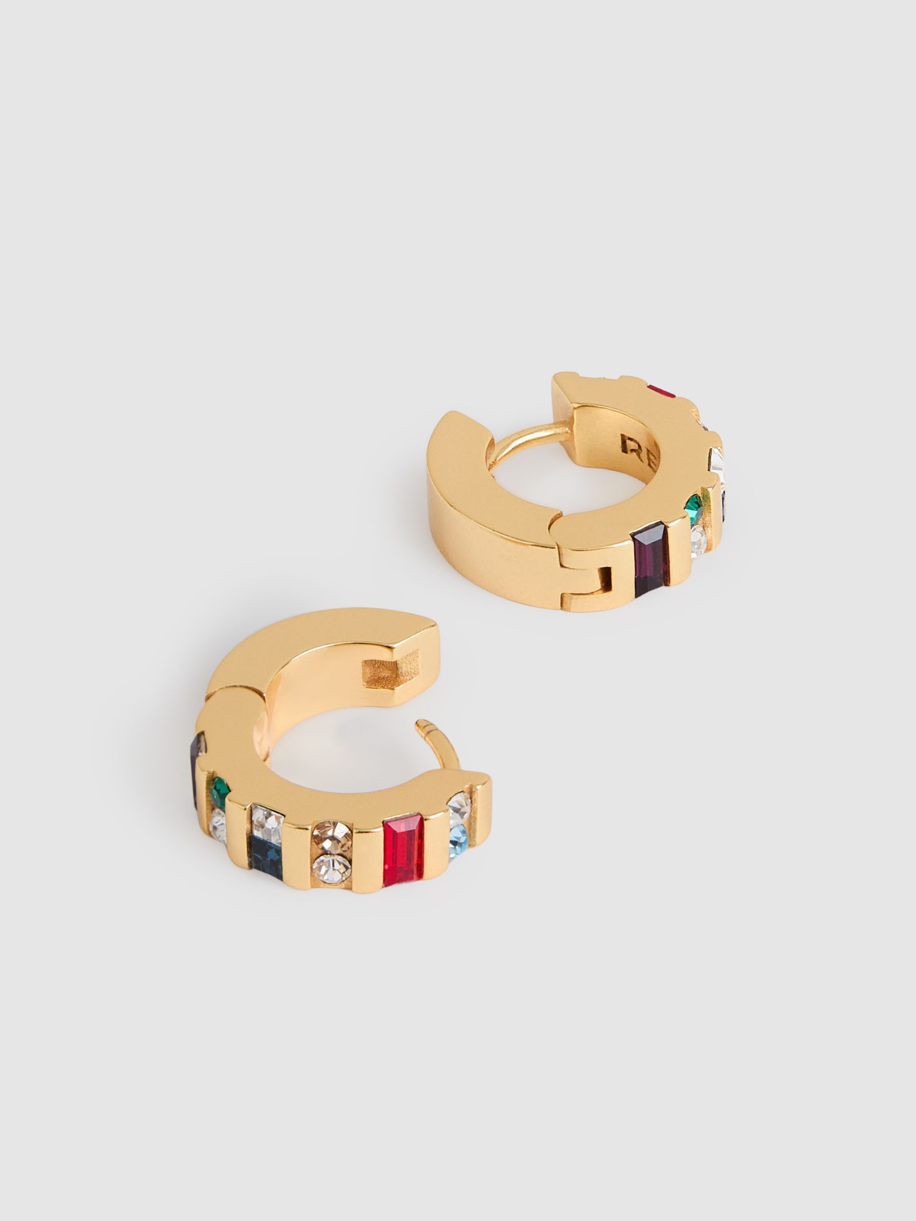 Crystal Huggie Earrings in Gold Tone - Image 3 of 4