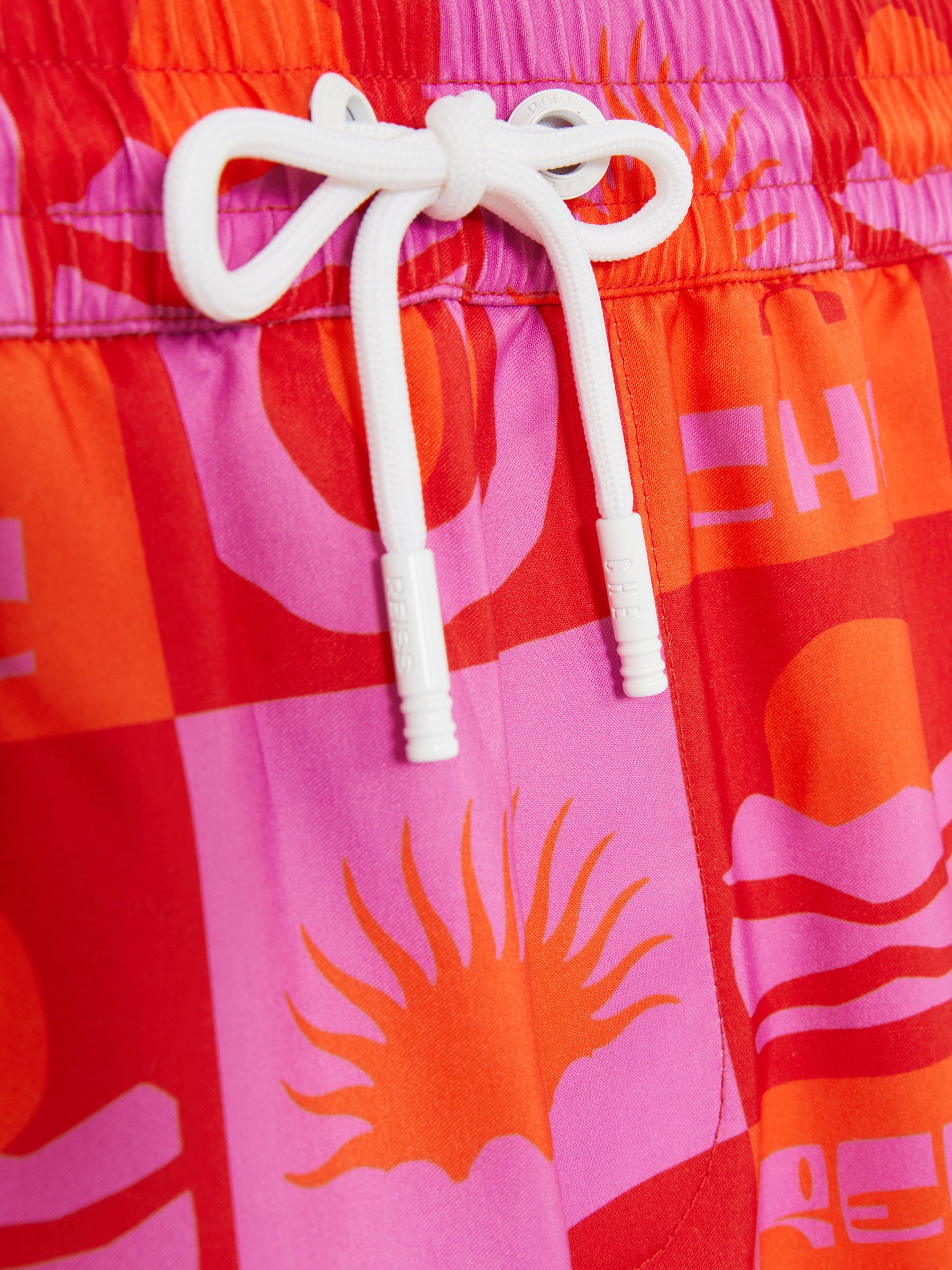 Reiss | Ché Sunset-Print Swim Shorts in Orange/Pink - Image 6 of 6