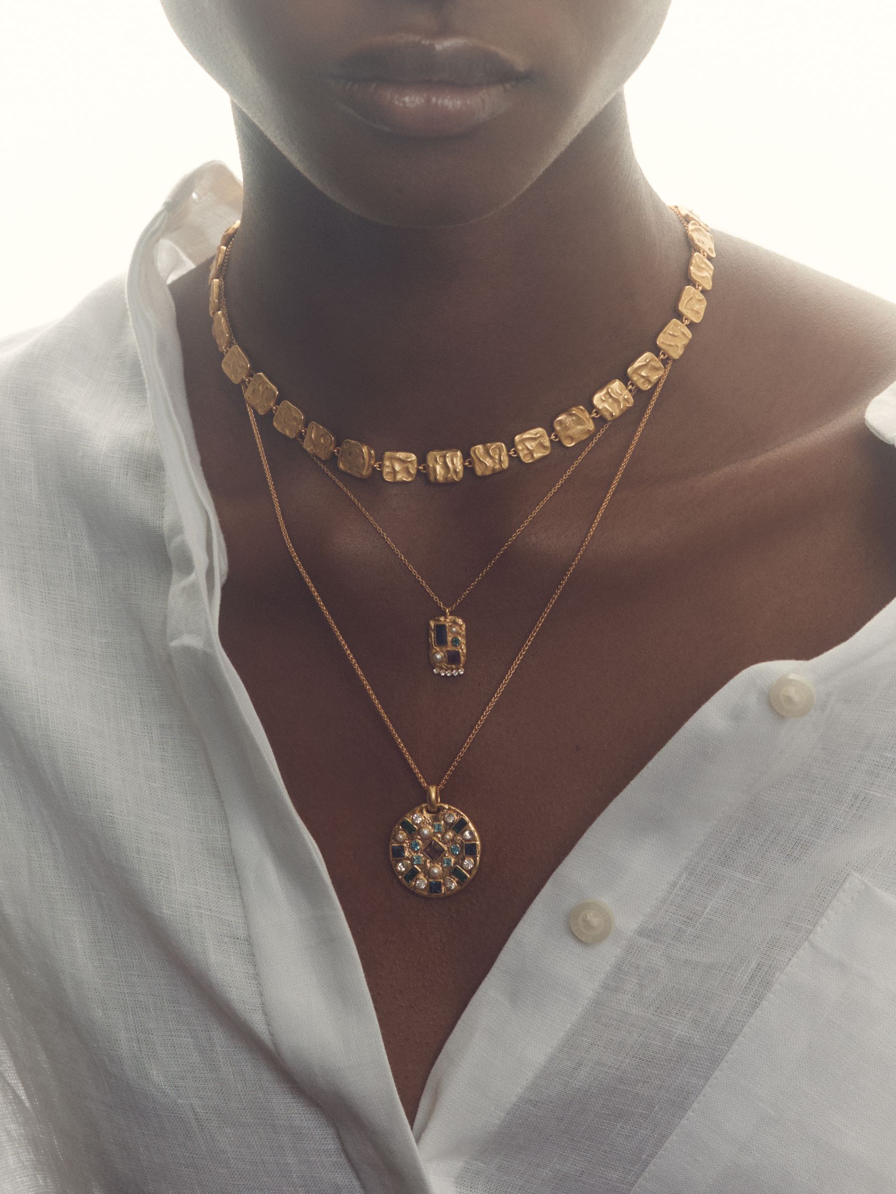 Molten Square Necklace in Gold Tone - Image 4 of 4