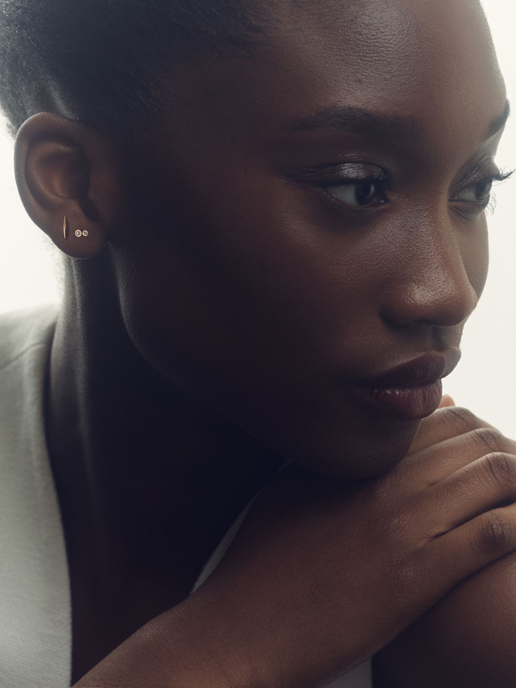 Micro Faux-Pearl And Bar Stud Earrings Set in Gold Tone - Image 2 of 3