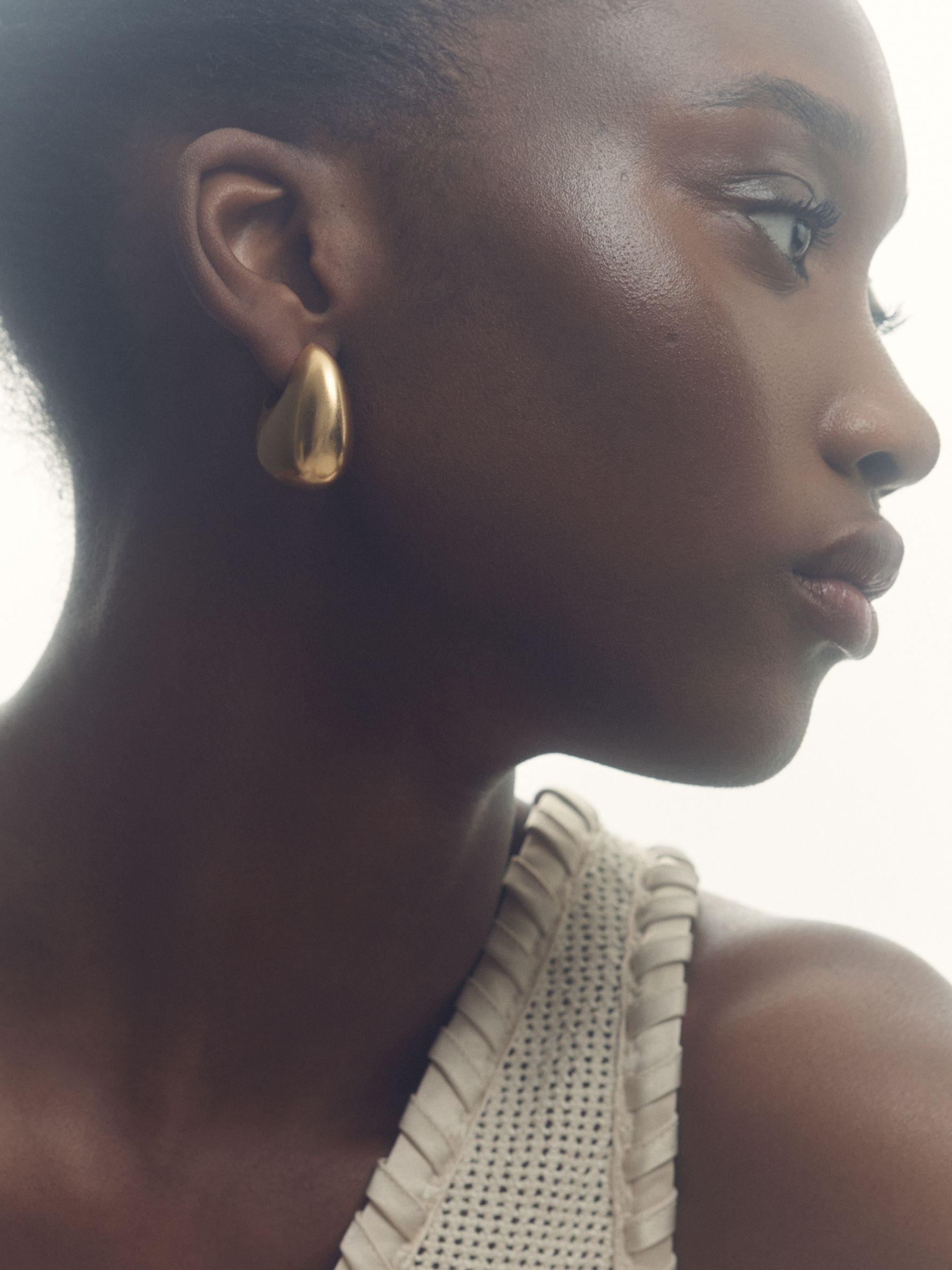 Curve Scoop Earrings in Gold Tone - Image 2 of 4 Curve Scoop Earrings in Gold Tone - Image 2 of 4