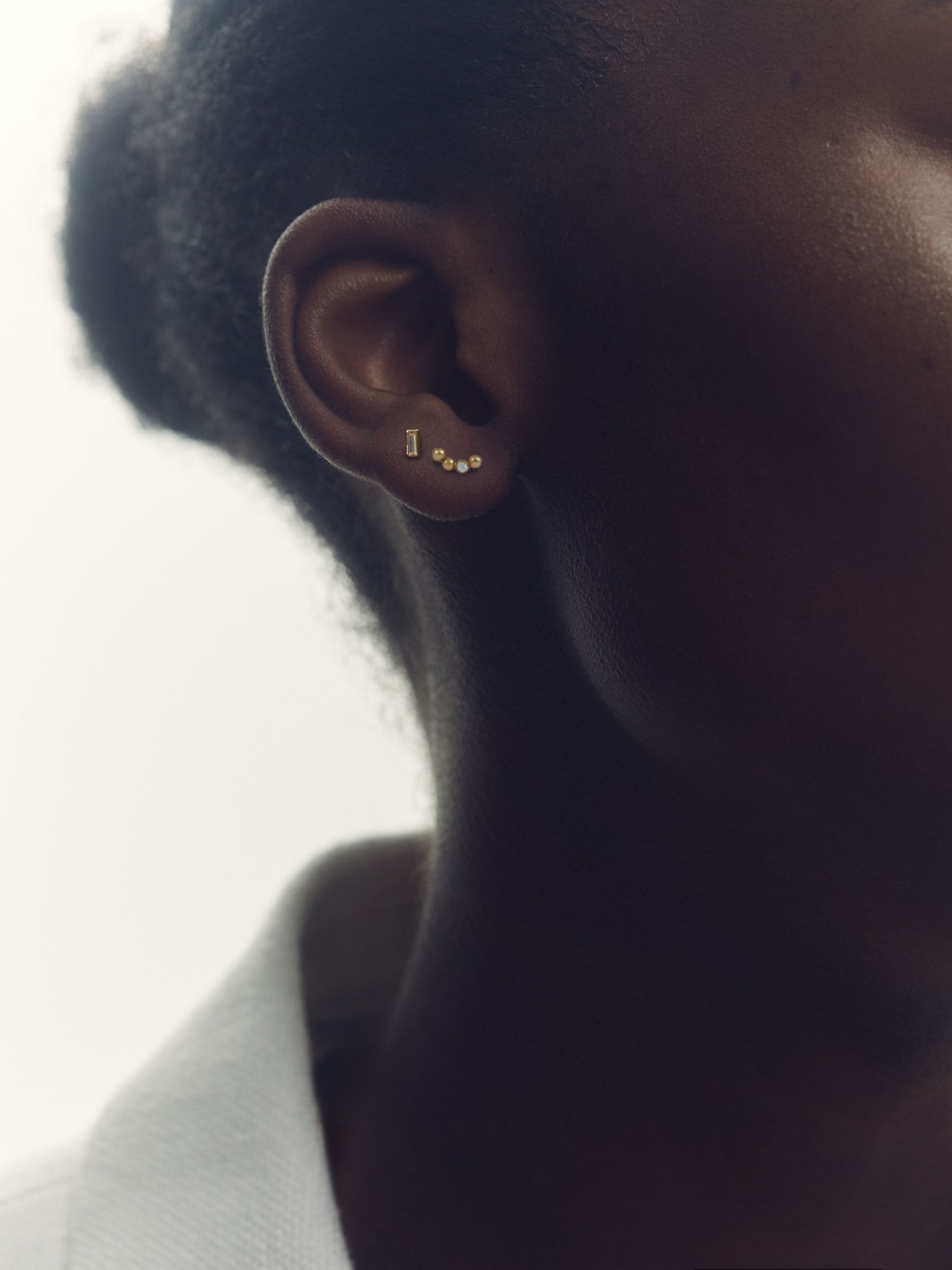 Micro Baguette And Crystal Stud Earrings Set in Gold Tone - Image 2 of 3