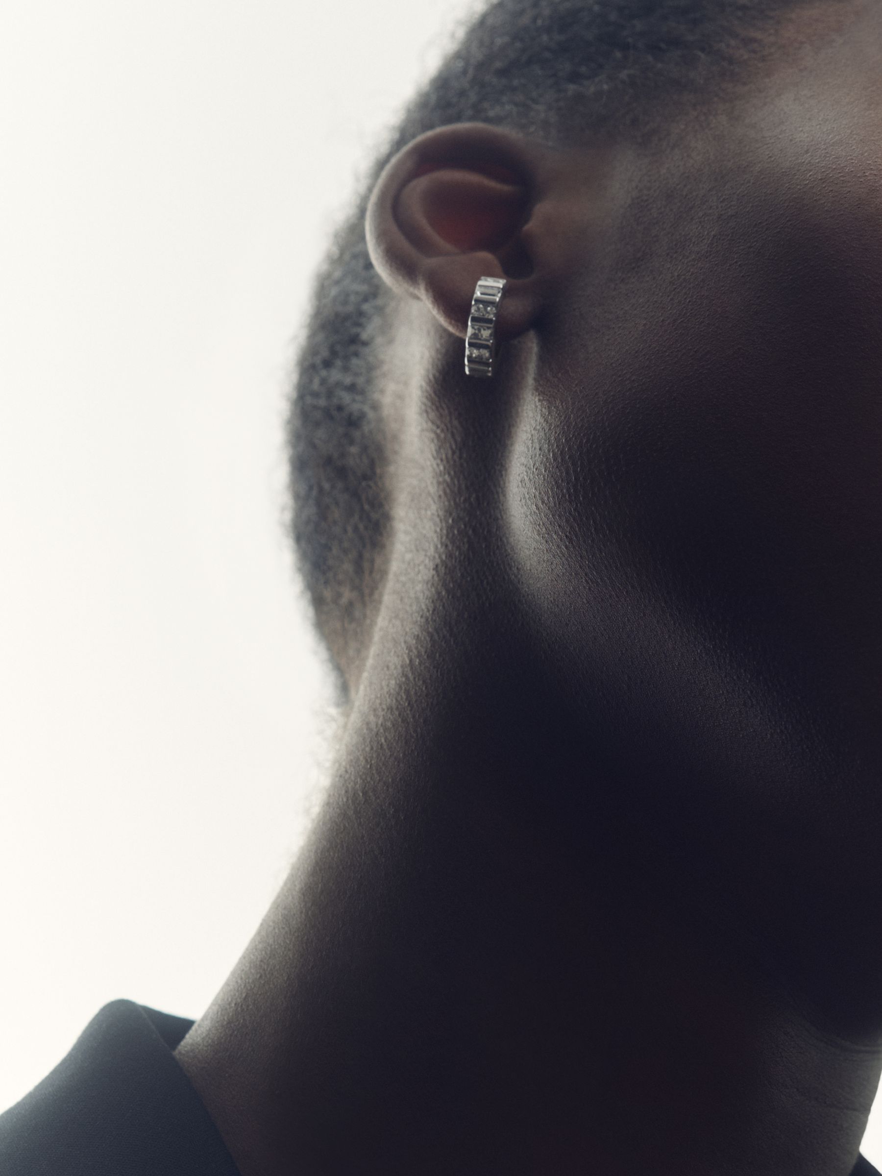 Crystal Huggie Earrings in Silver Tone - Image 2 of 4