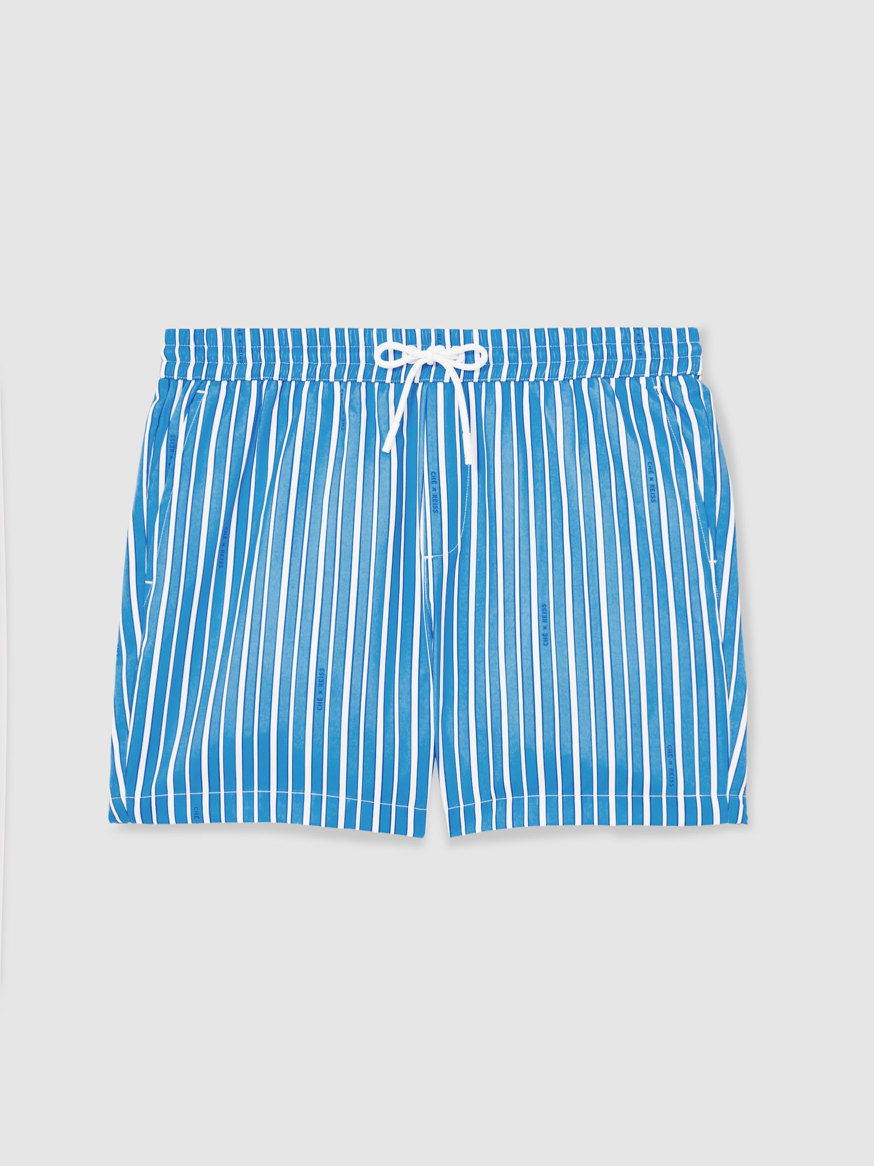 Reiss | Ché Stripe Swim Shorts in Blue/White - Image 2 of 6