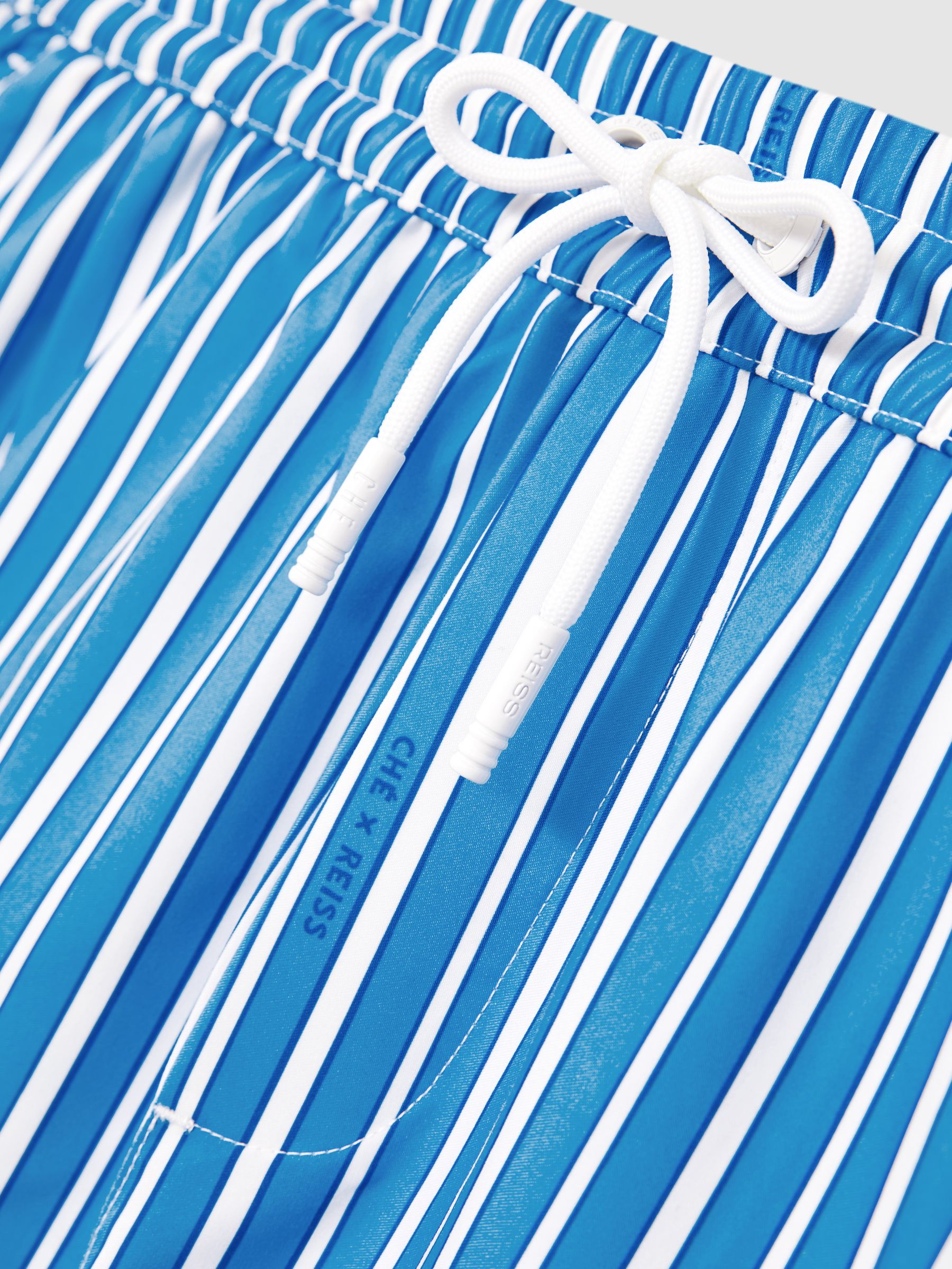 Reiss | Ché Stripe Swim Shorts in Blue/White - Image 6 of 6