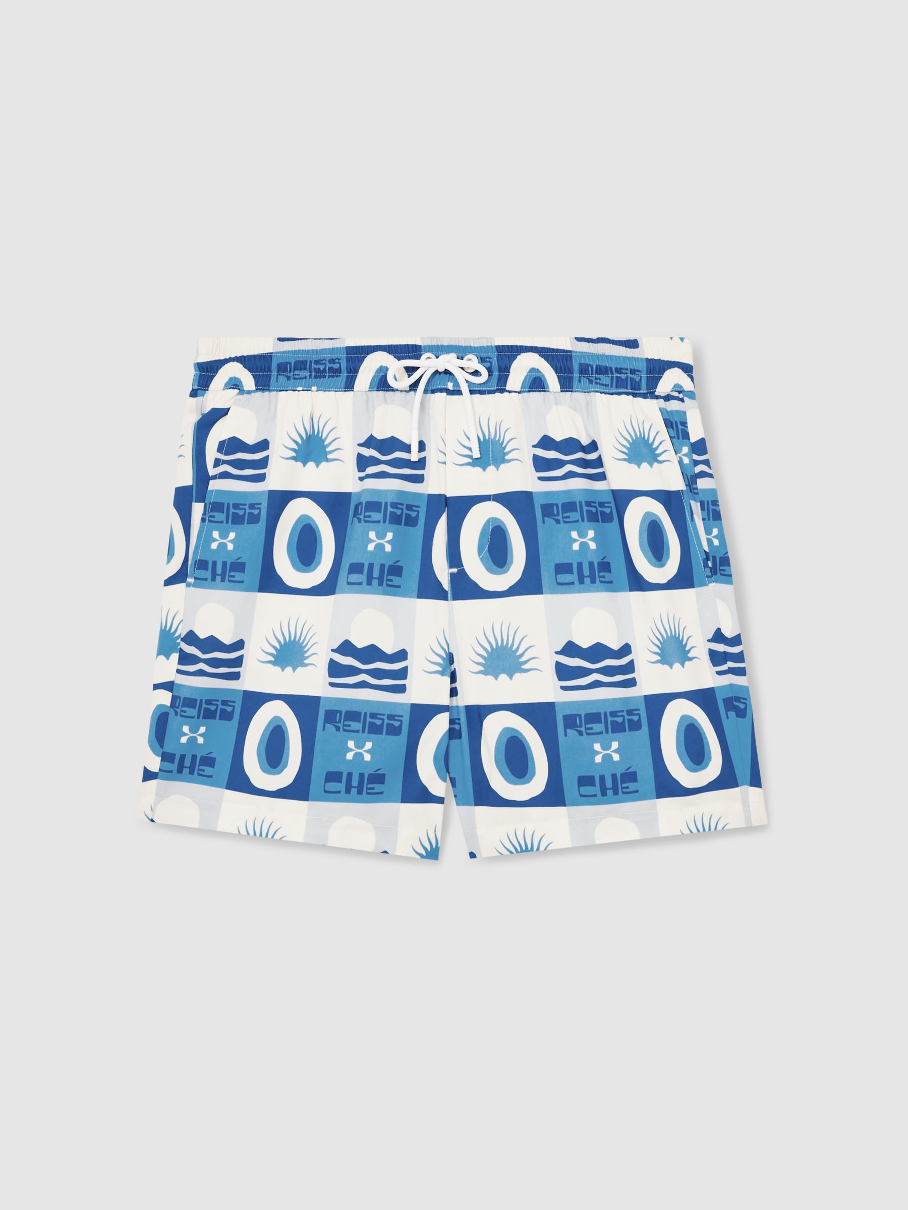 Reiss | Ché Sunset-Print Swim Shorts in Blue Multi - Image 2 of 7