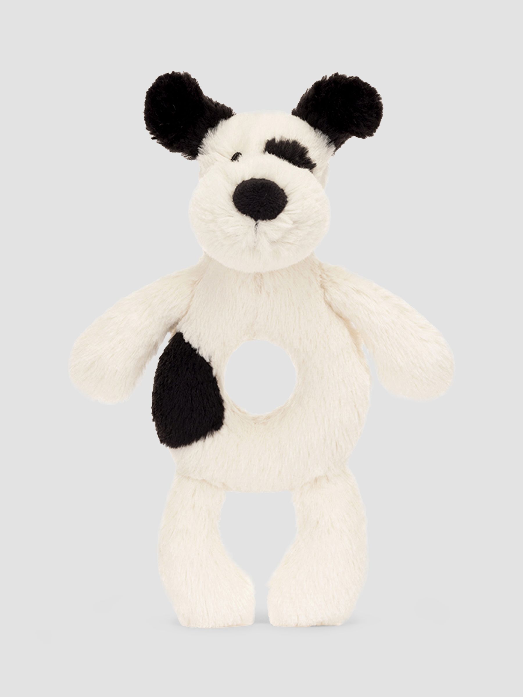 Bashful Black & Cream Puppy Ring Rattle - Image 1 of 4