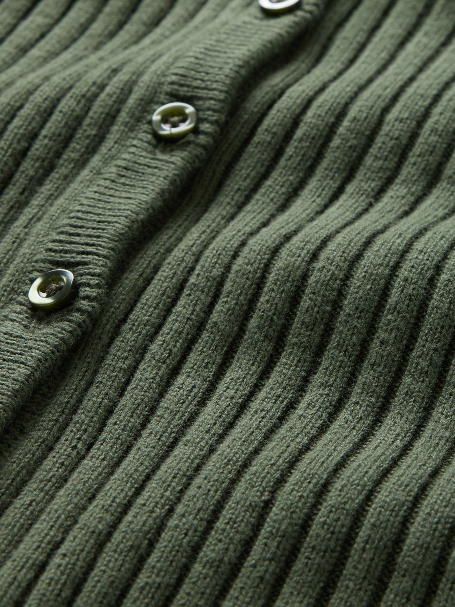Green Cropped Plaited Rib Cardigan - Image 2 of 5