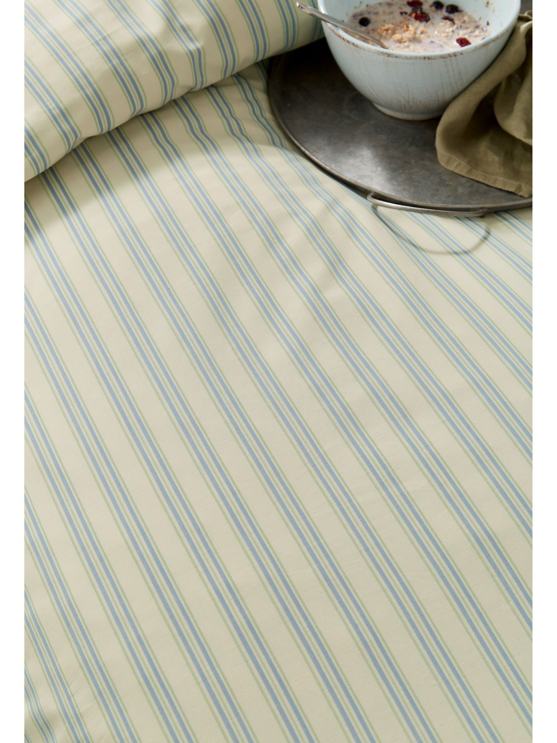 Blue Ticking Stripe Duvet Cover and Pillowcase Set - Image 4 of 5