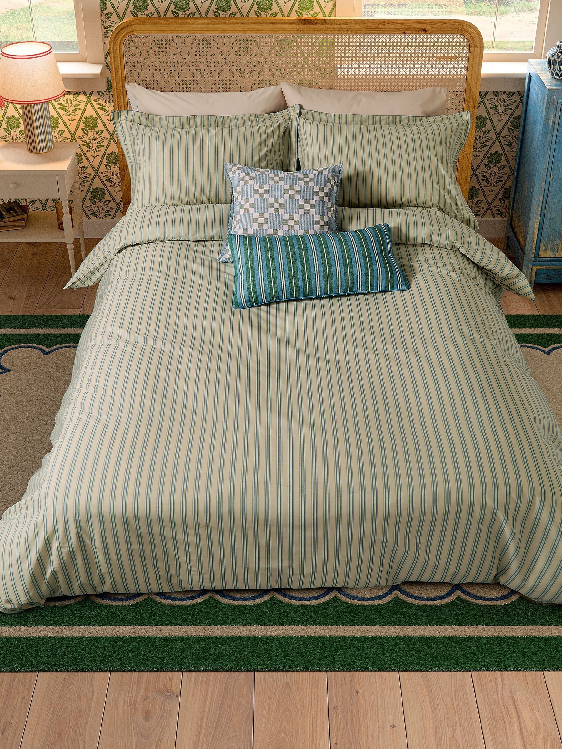 Blue Ticking Stripe Duvet Cover and Pillowcase Set - Image 5 of 5