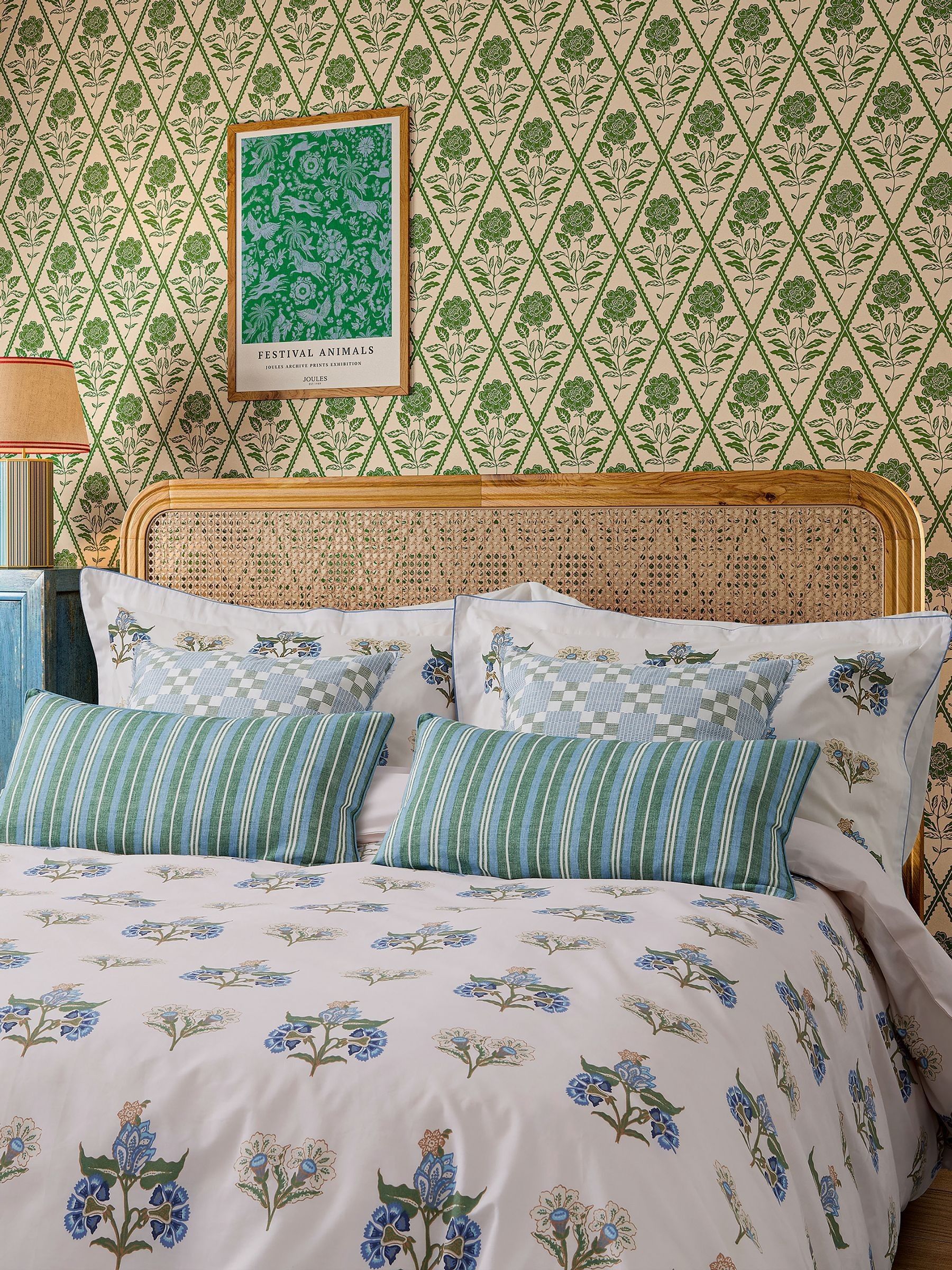 Blue Chintz Floral Duvet Cover and 100% Cotton Pillowcase Set - Image 2 of 6