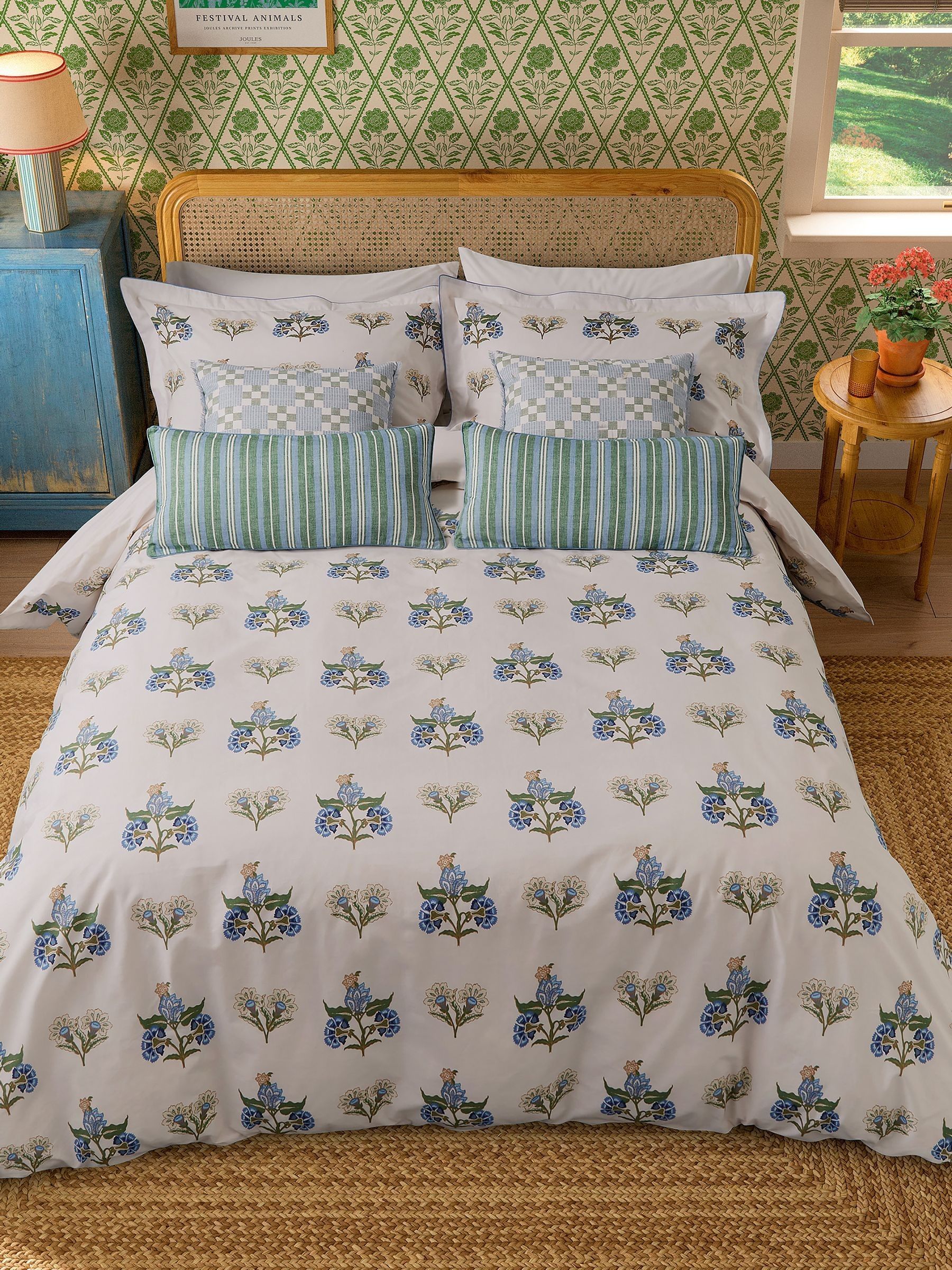 Blue Chintz Floral Duvet Cover and 100% Cotton Pillowcase Set - Image 5 of 6