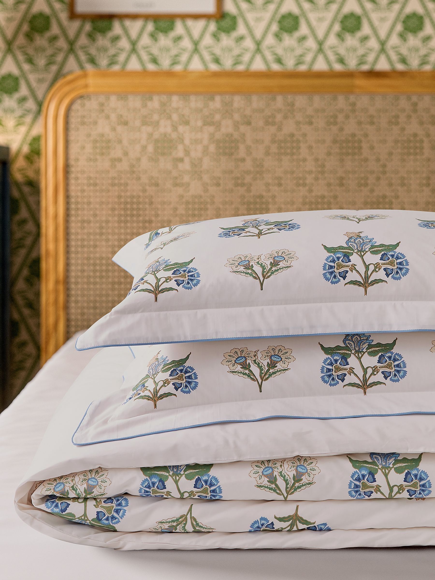 Blue Chintz Floral Duvet Cover and 100% Cotton Pillowcase Set - Image 6 of 6