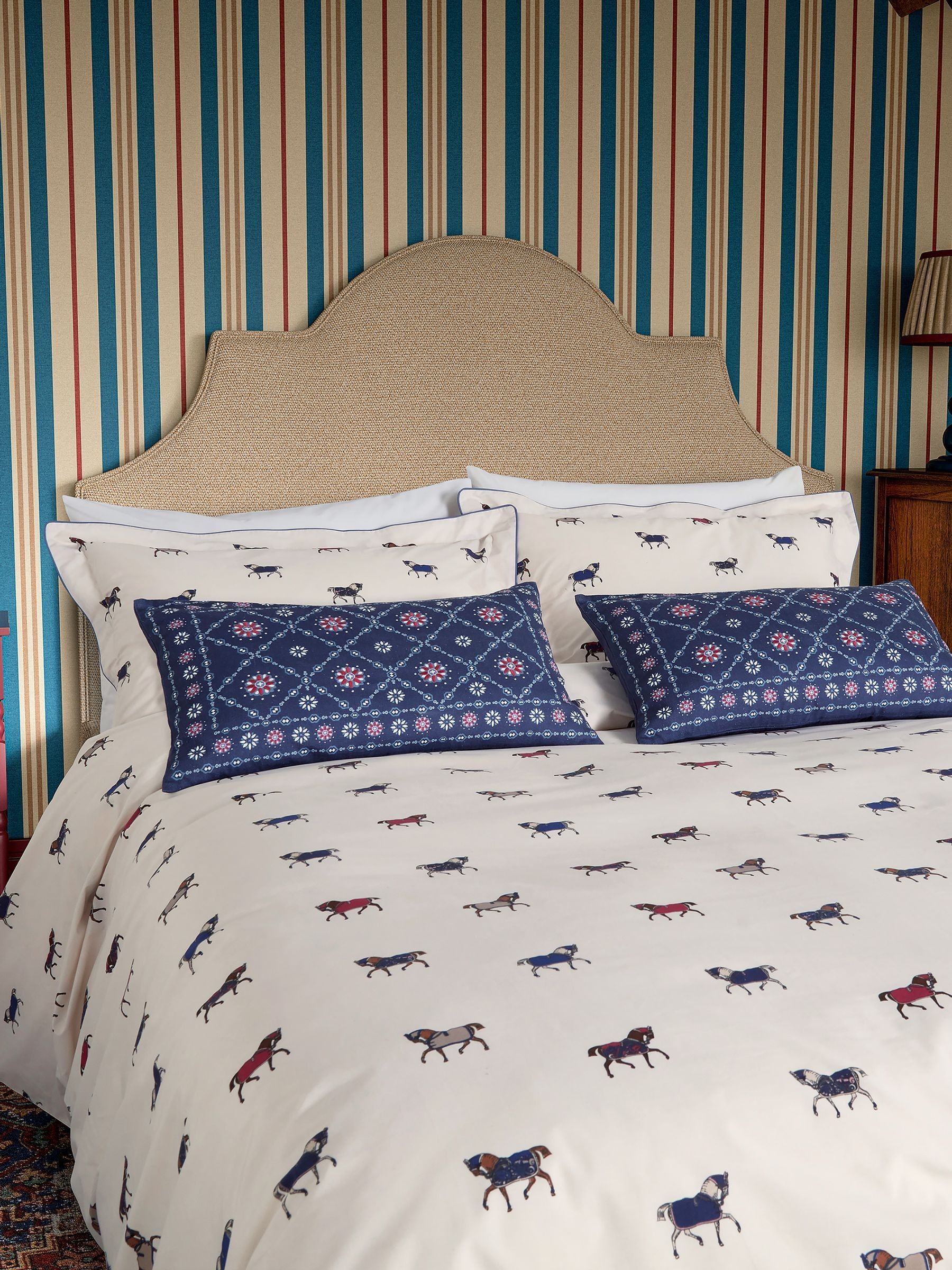 Creme Dressage Horses Duvet Cover and 100% Cotton Pillowcase Set - Image 2 of 4