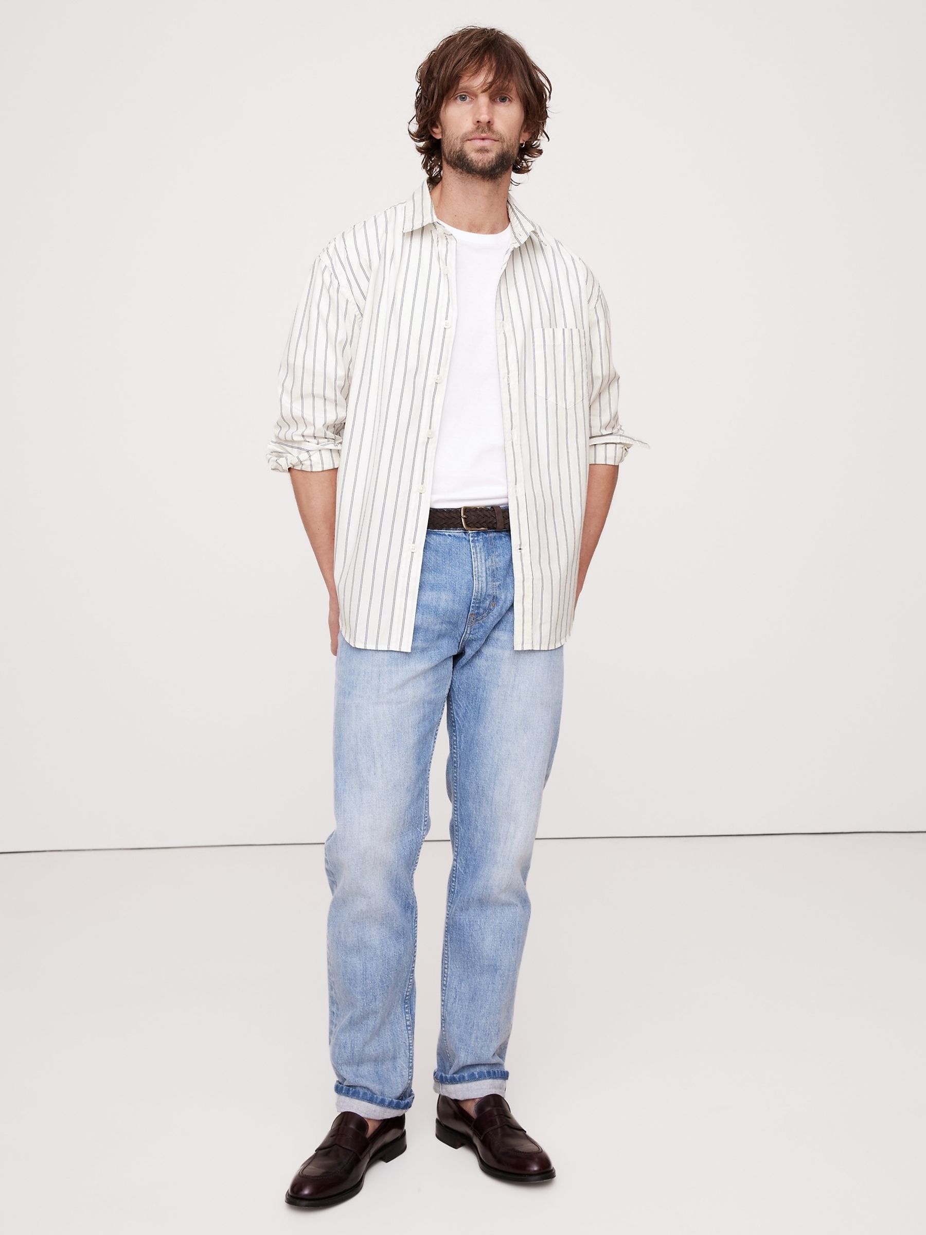 Banana Republic White Relaxed Poplin Shirt - Image 1 of 1