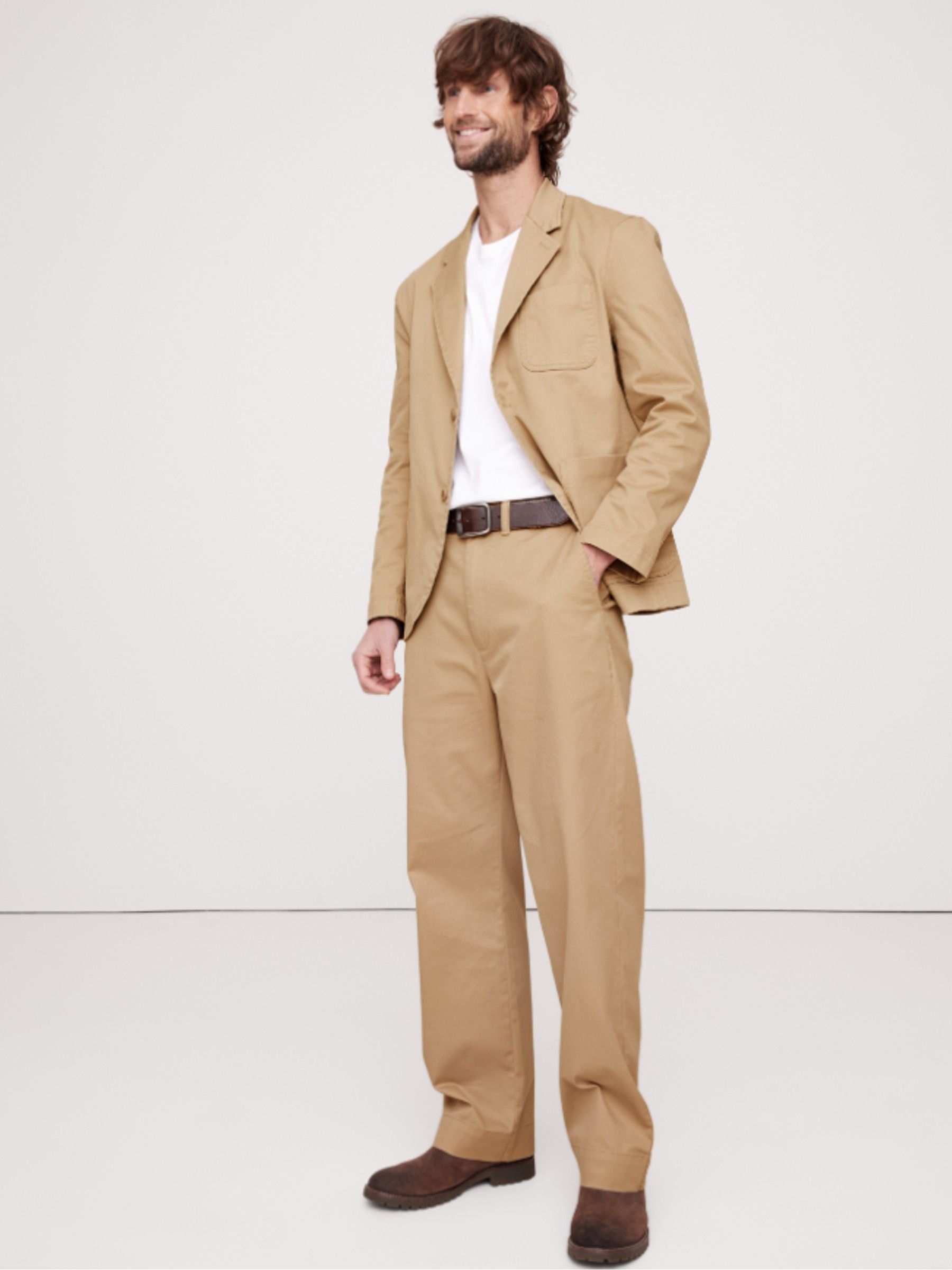 Banana Republic Beige Authentic Relaxed Trousers - Image 1 of 3 Banana Republic Beige Authentic Relaxed Trousers - Image 1 of 3