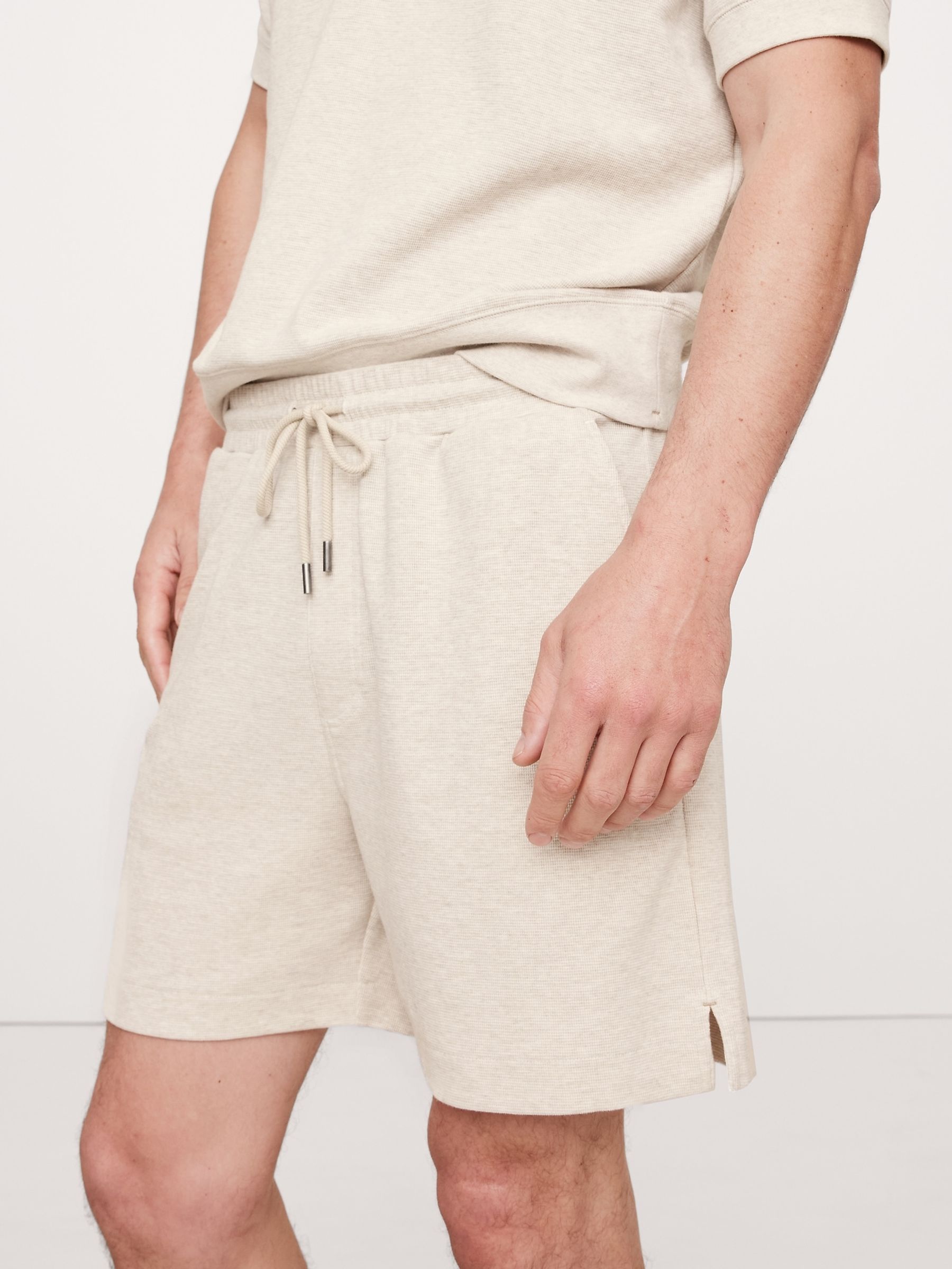 Banana Republic Beige Waffle Knit Pull On Shorts - Image 3 of 4