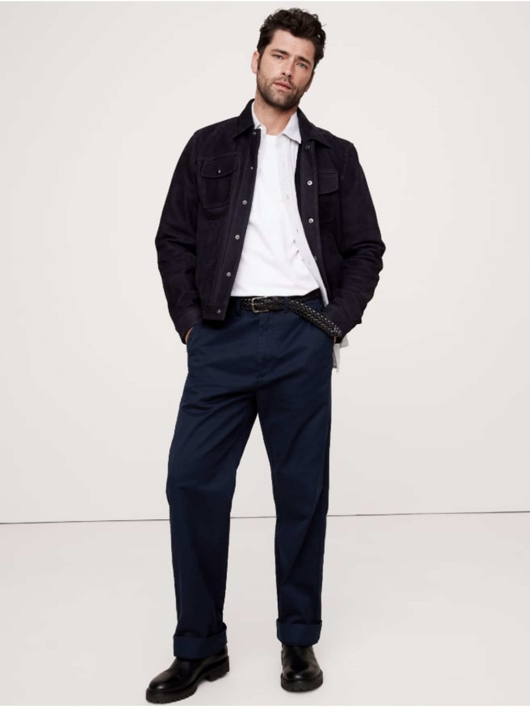 Banana Republic Navy Blue Authentic Relaxed Trousers - Image 1 of 4 Banana Republic Navy Blue Authentic Relaxed Trousers - Image 1 of 4
