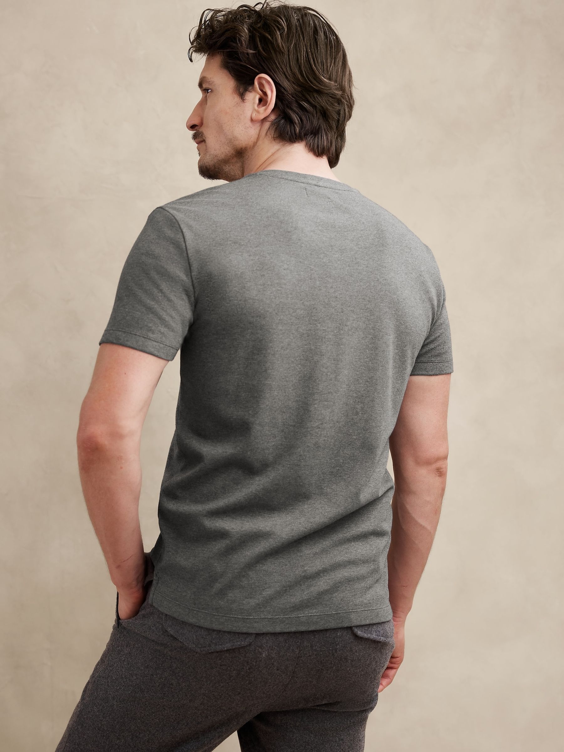 Banana Republic Grey Luxury-Touch V Neck T-Shirt - Image 2 of 3