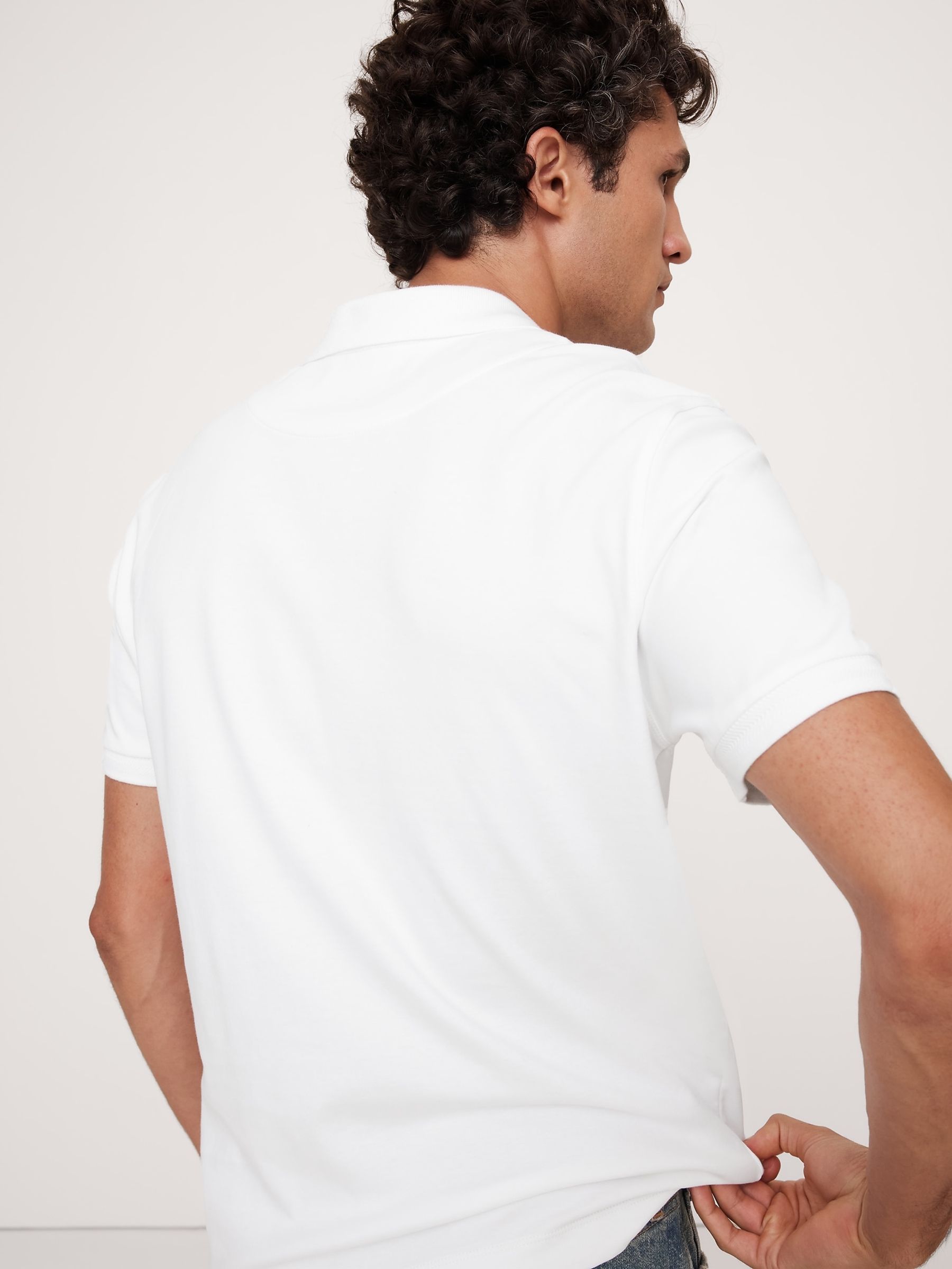 Banana Republic White Cotton Short Sleeve Polo Shirt - Image 2 of 4