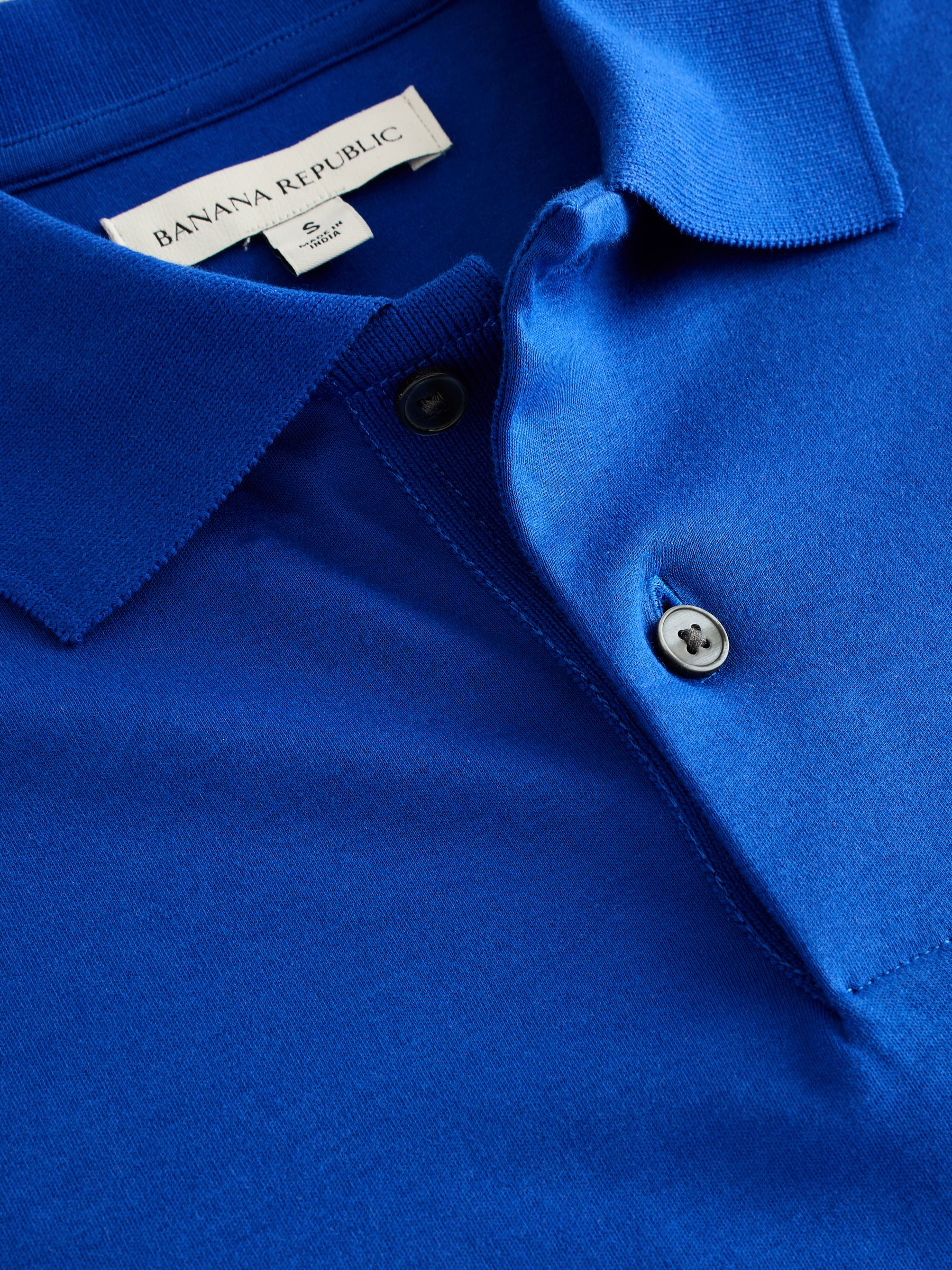 Banana Republic Blue Cotton Short Sleeve Polo Shirt - Image 4 of 5