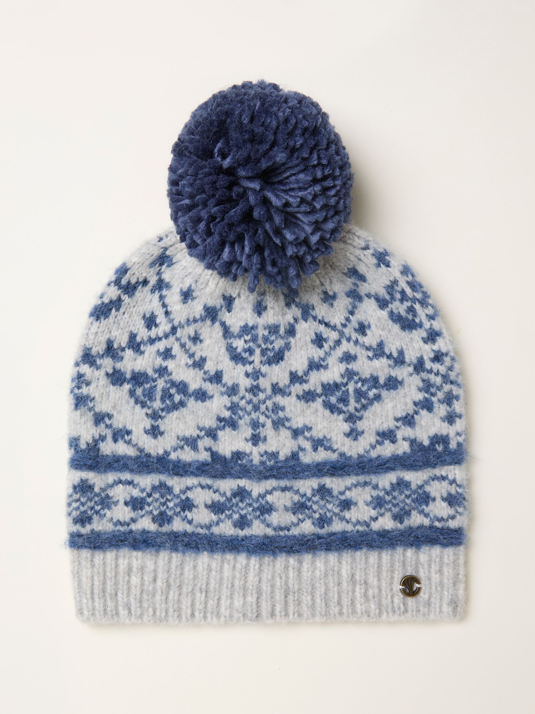 Grey Pattern Bobble Hat - Image 1 of 2