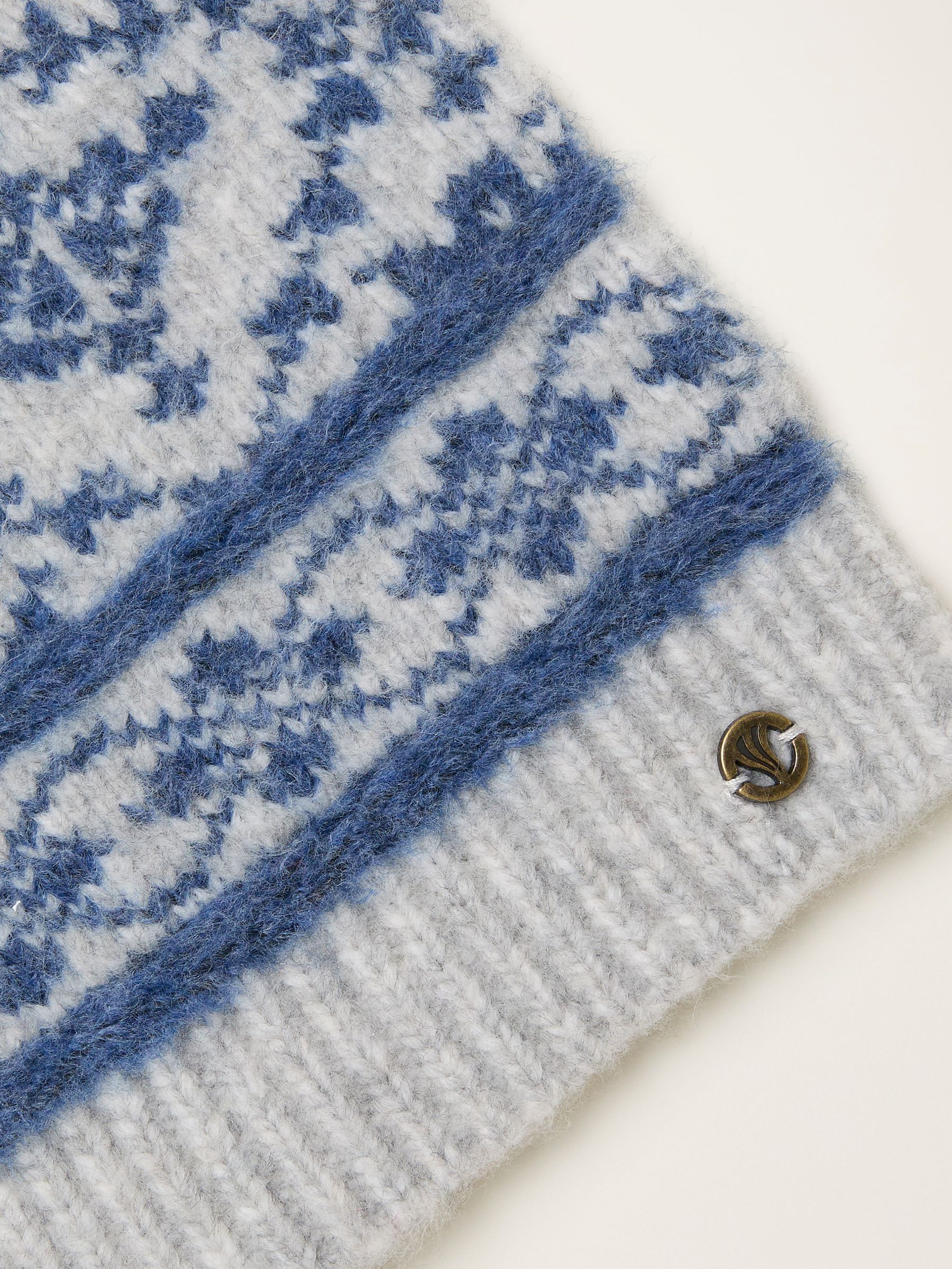 Grey Pattern Bobble Hat - Image 2 of 2