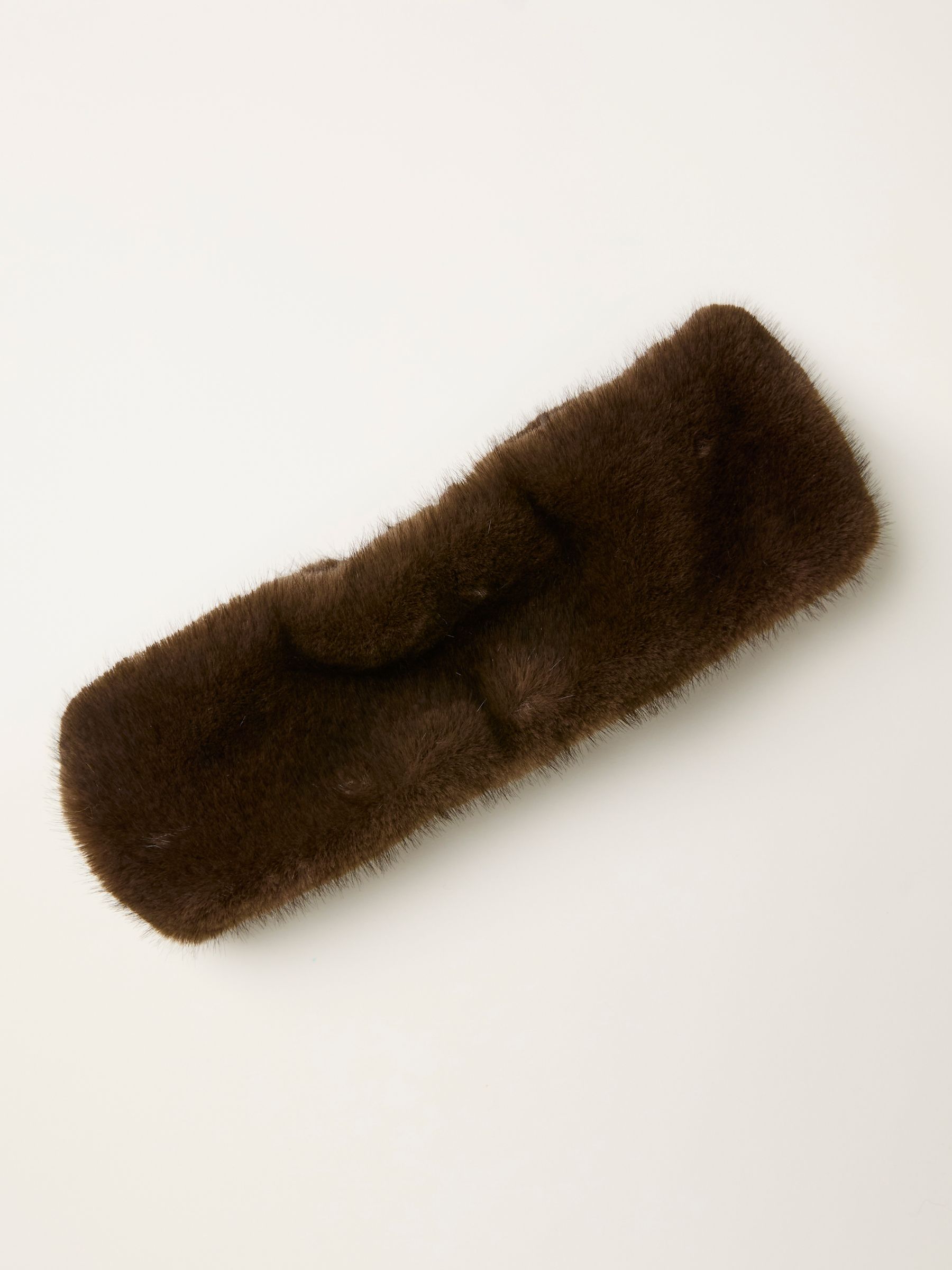 Chocolate Brown Faux Fur Headband | FatFace USA display picture 1