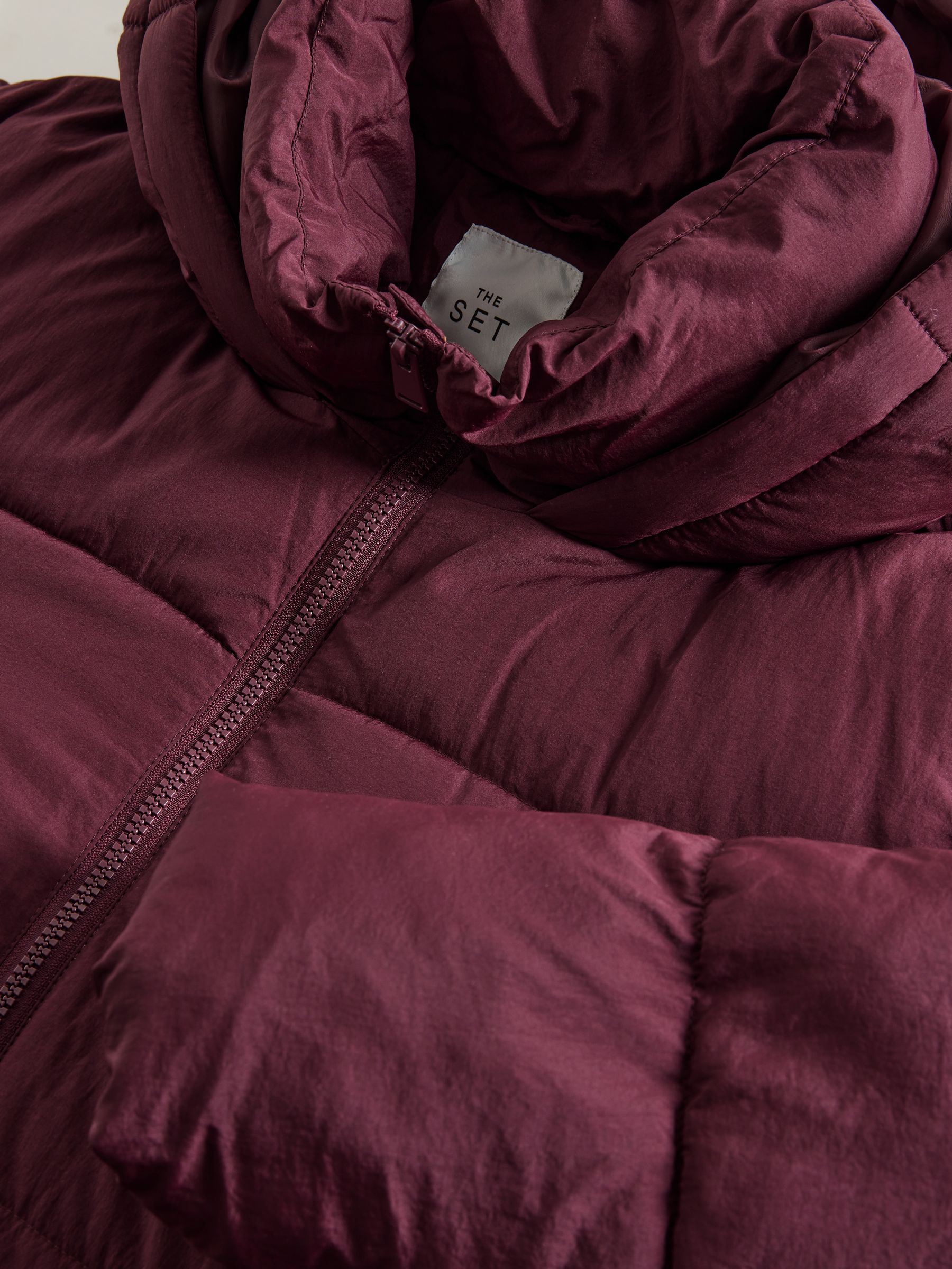 Burgundy Red - Hooded Longline Padded Maxi Coat - Image 10 of 10