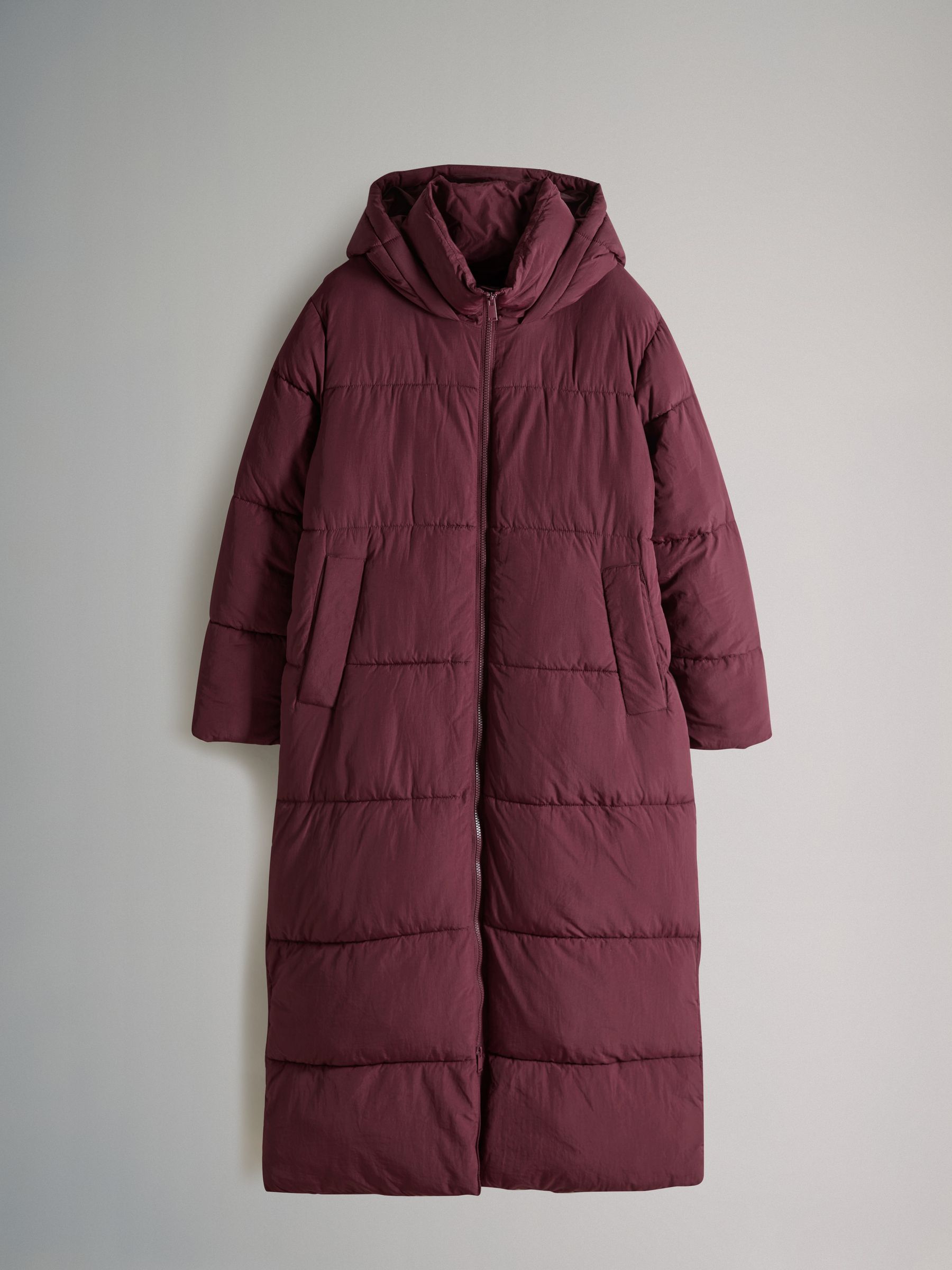 Burgundy Red - Hooded Longline Padded Maxi Coat - Image 2 of 10