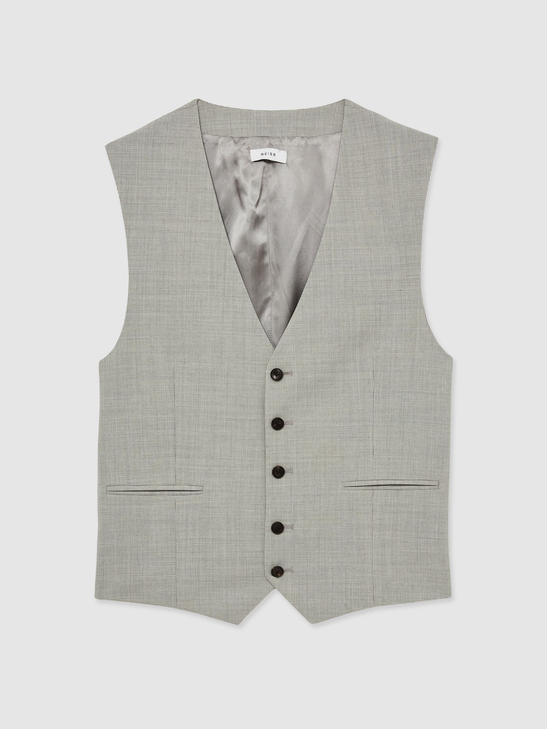 Puppytooth-Check Suit Waistcoat Wool-Blend in Grey